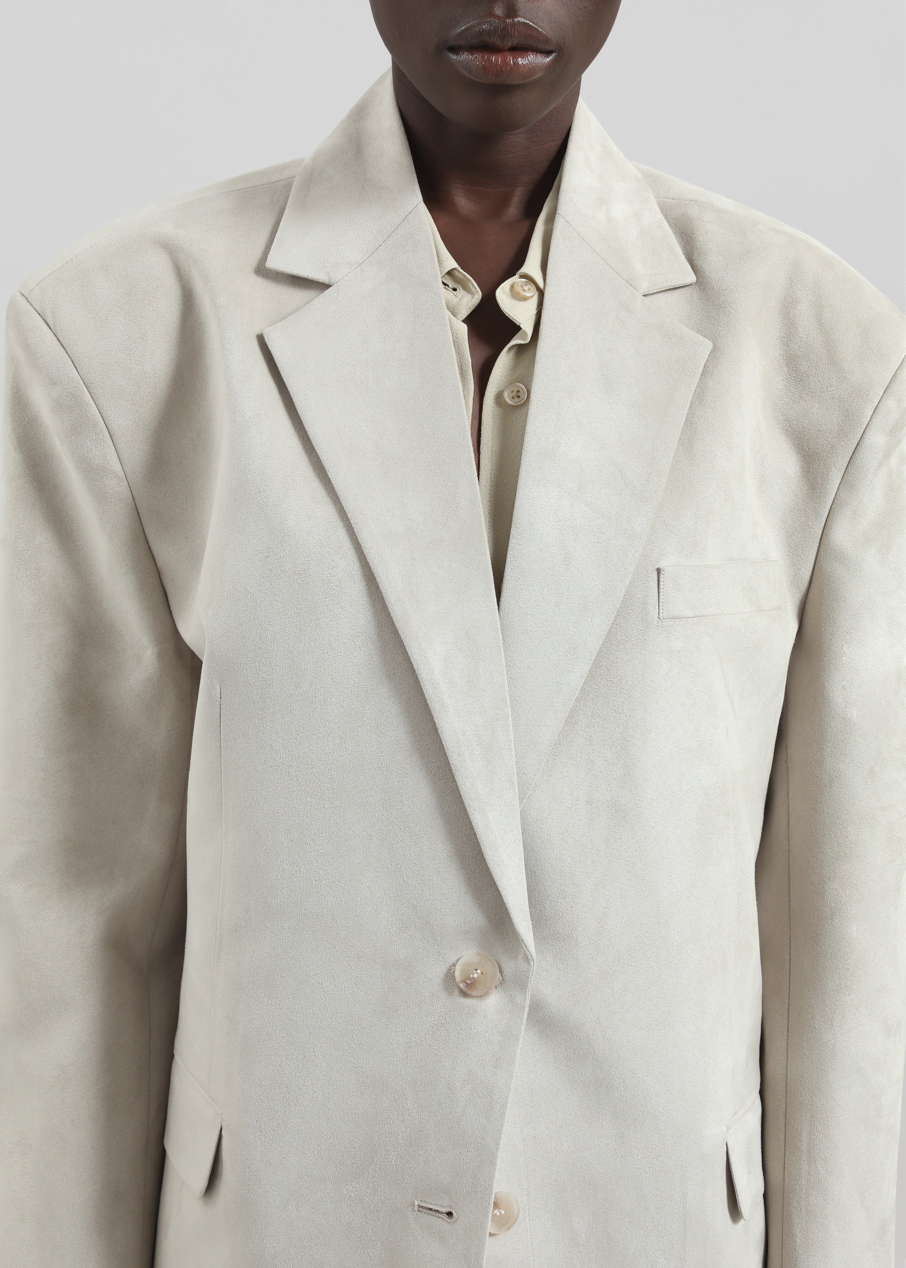 Edale Faux Suede Blazer - Light Beige - 4