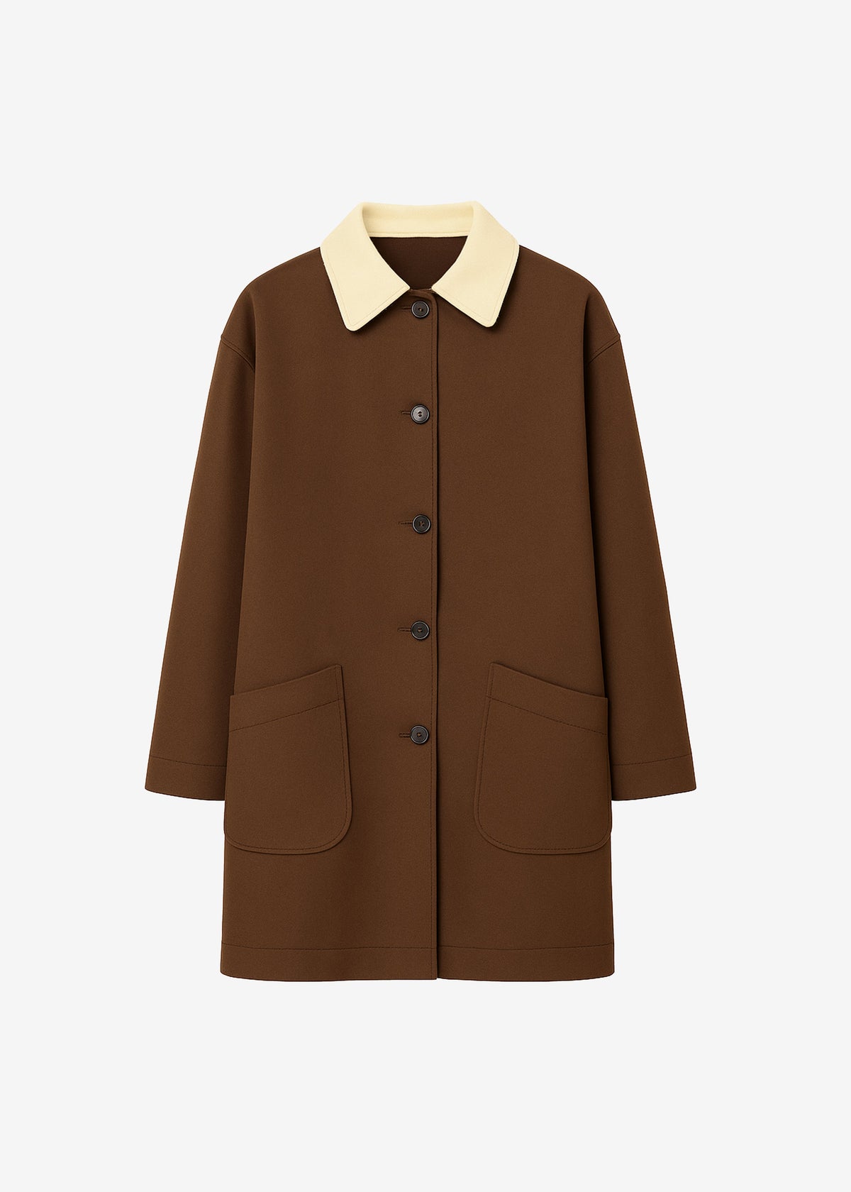 Eldar Contrast Collar Boxy Jacket - Brown - 7