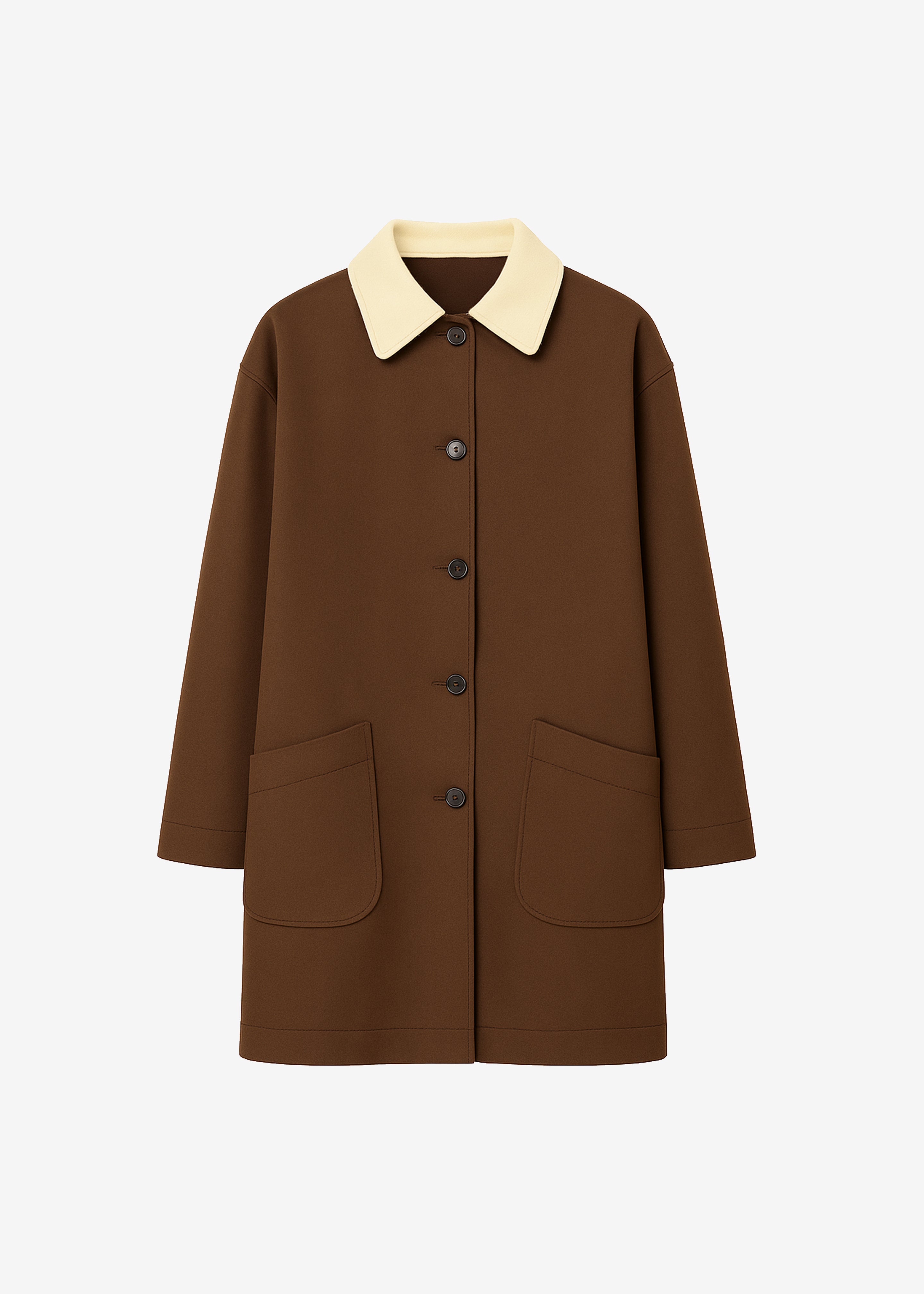 Eldar Contrast Collar Boxy Jacket - Brown - 7