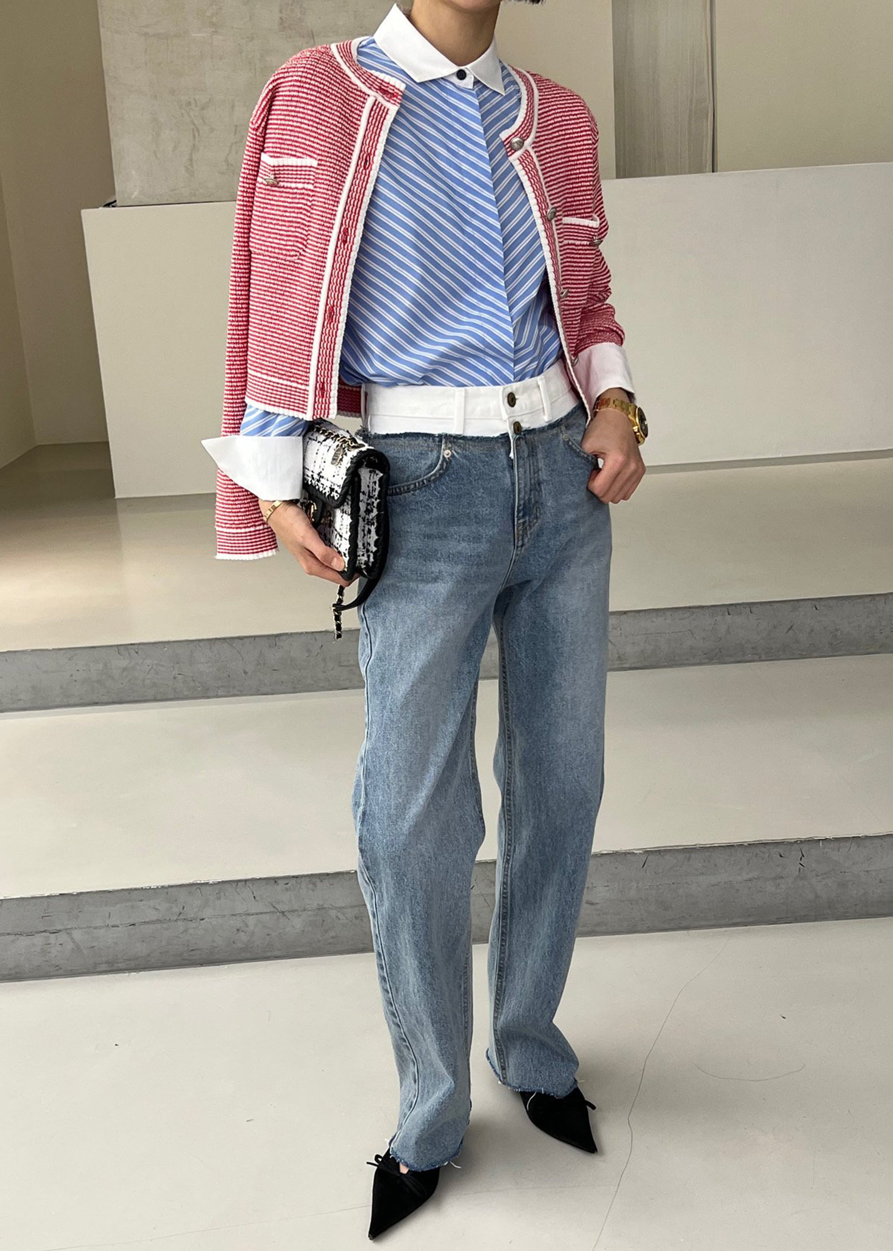 Elijah Contrast Jeans - White/Worn Wash - 2