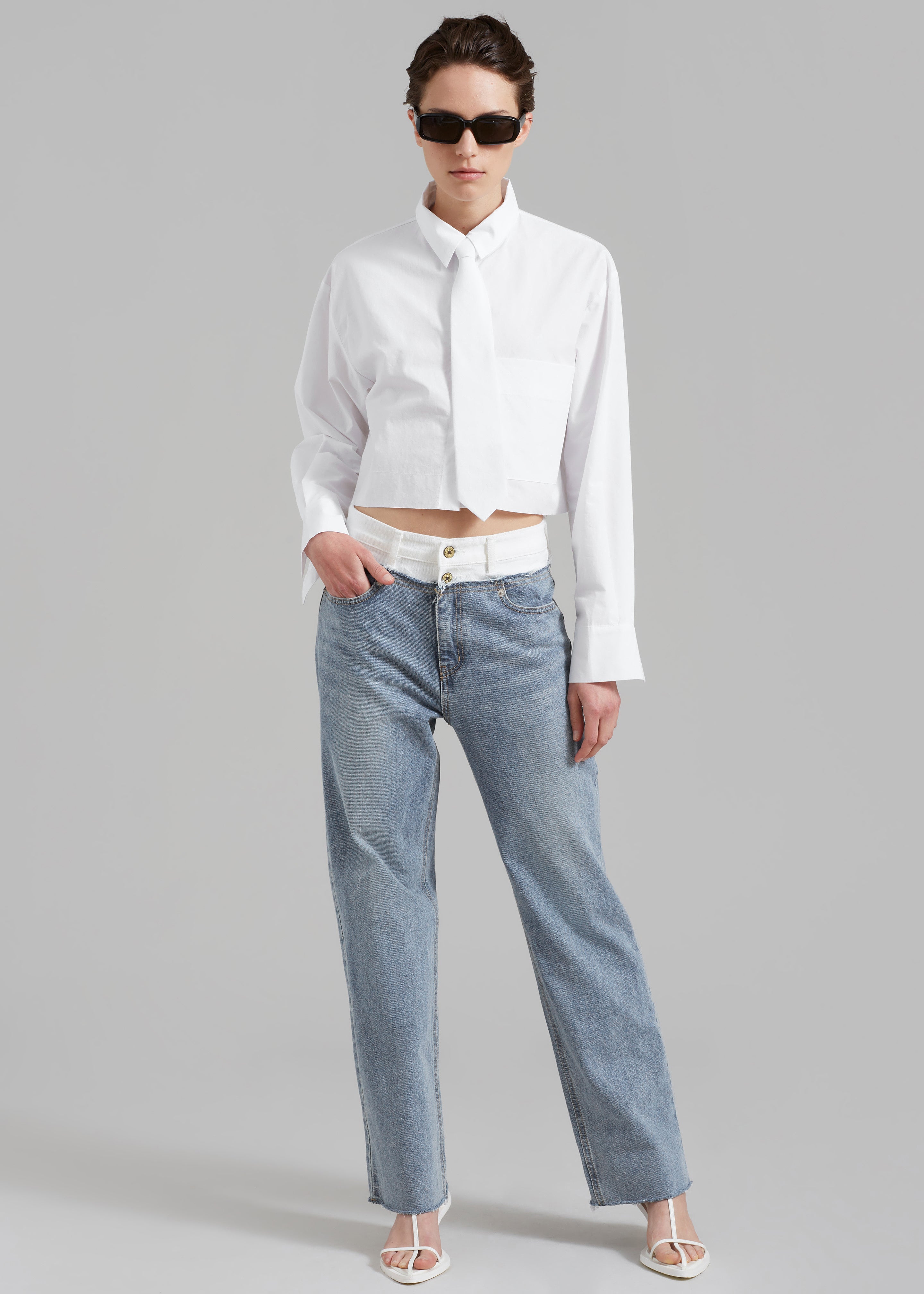 Elijah Contrast Jeans - White/Worn Wash - 7