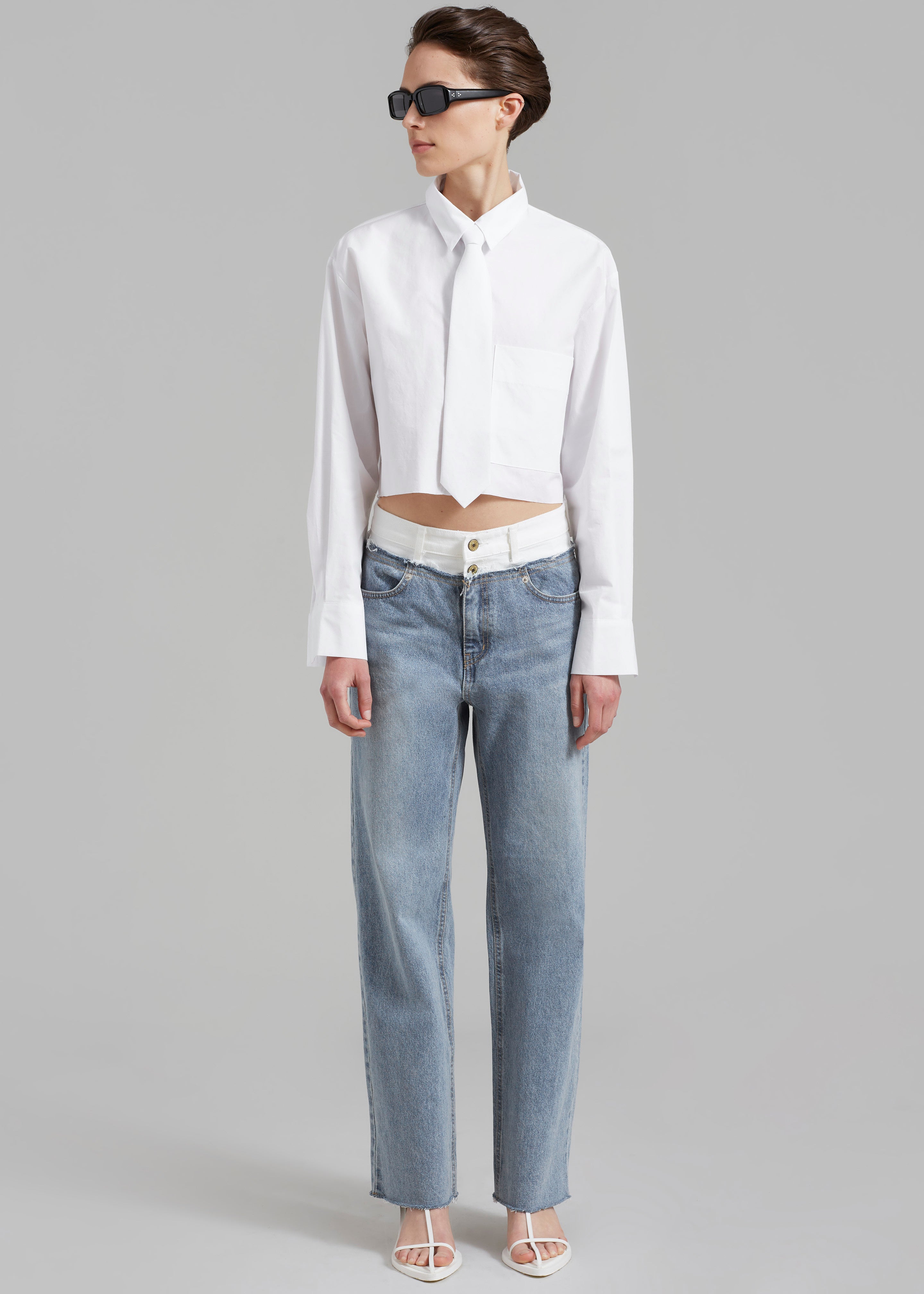 Elijah Contrast Jeans - White/Worn Wash - 4