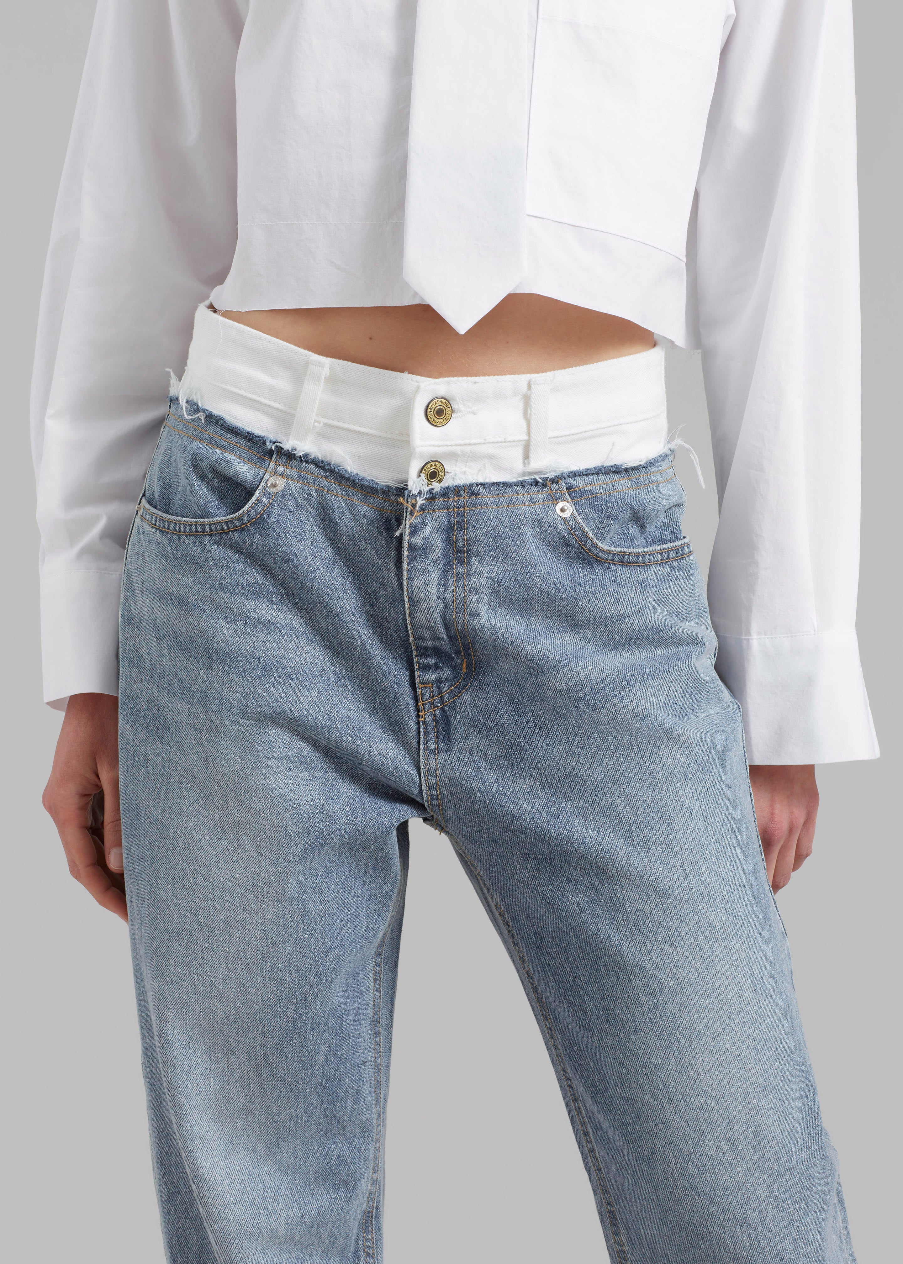 Elijah Contrast Jeans - White/Worn Wash - 3