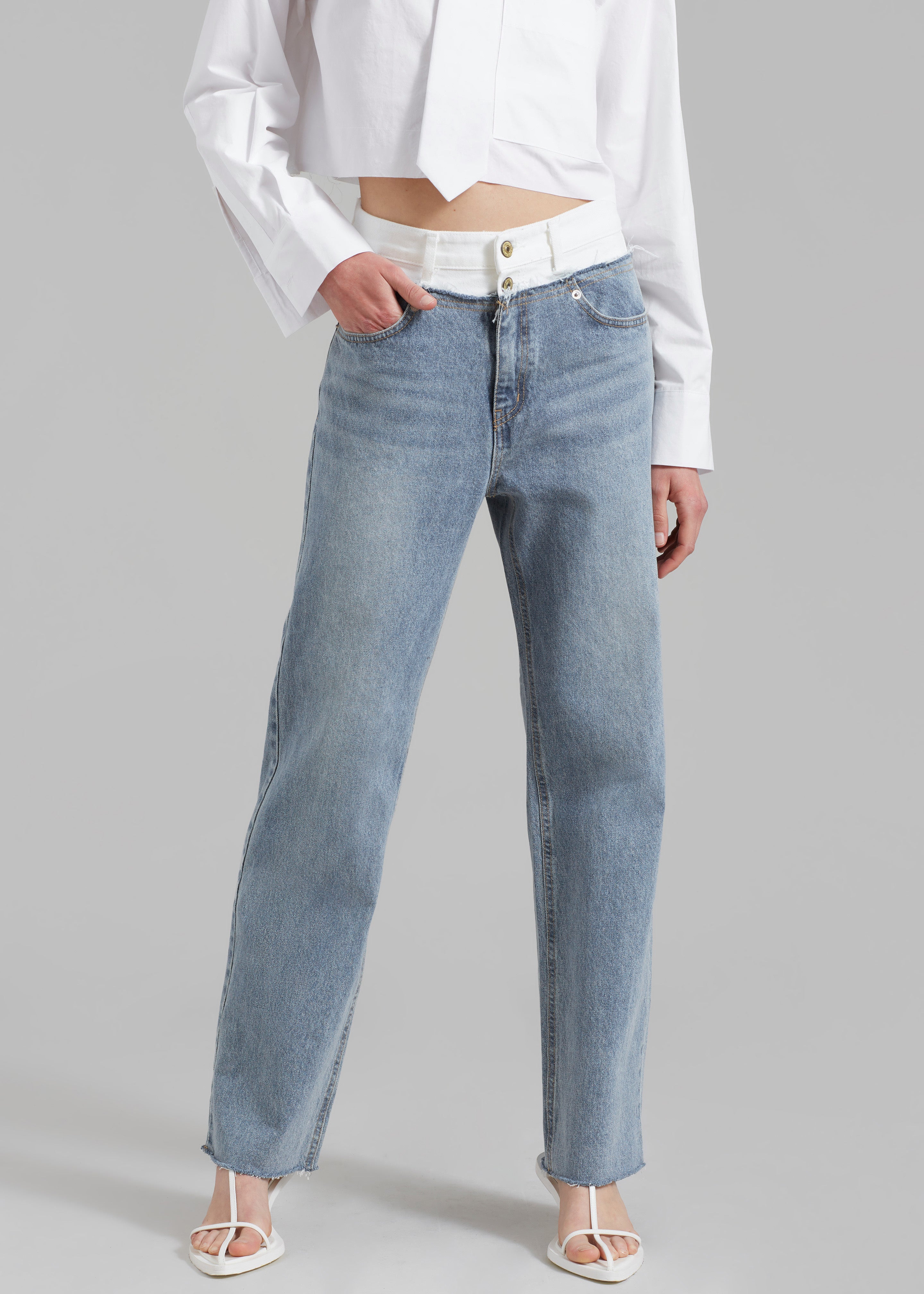 Elijah Contrast Jeans - White/Worn Wash - 5