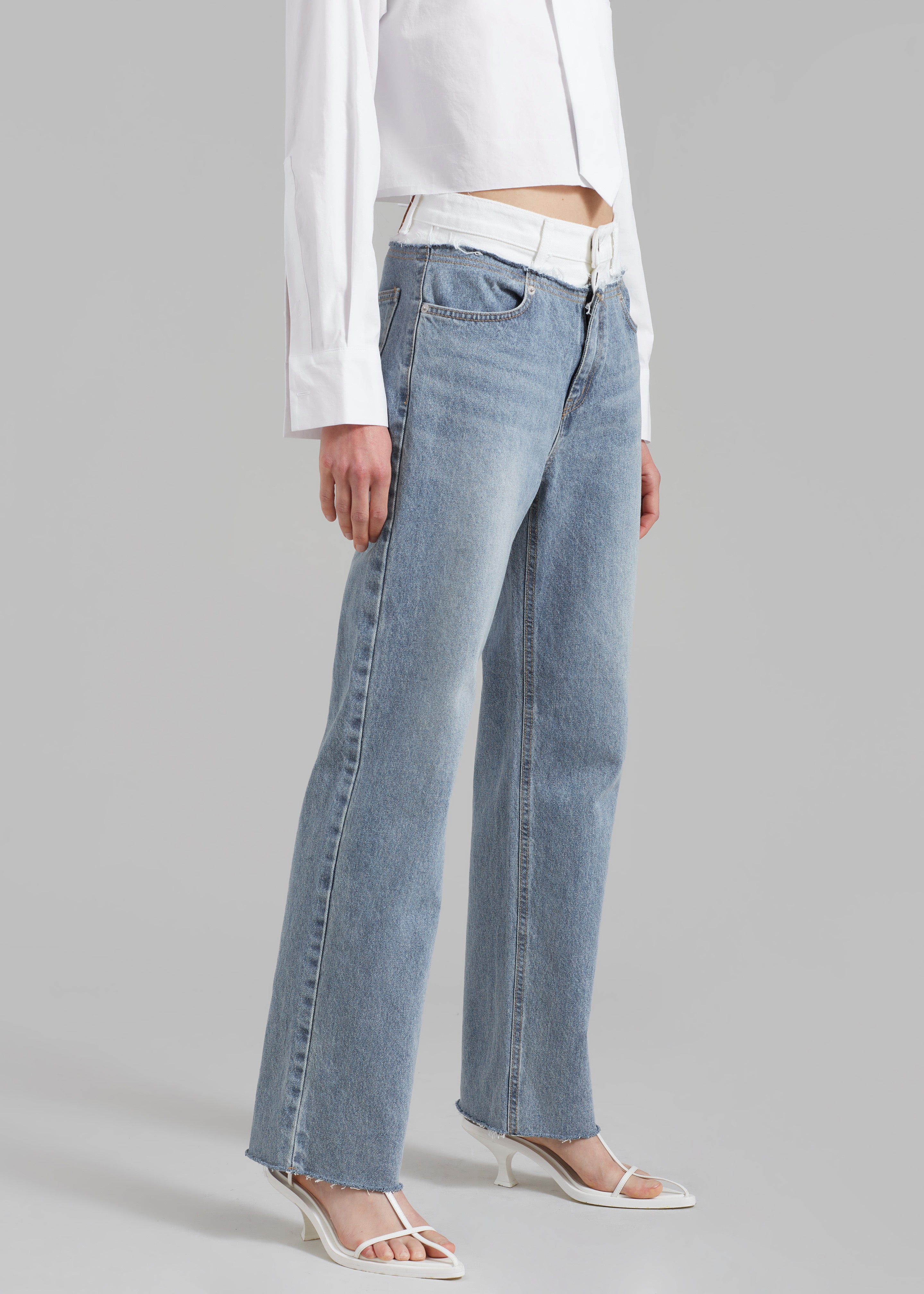 Elijah Contrast Jeans - White/Worn Wash - 6