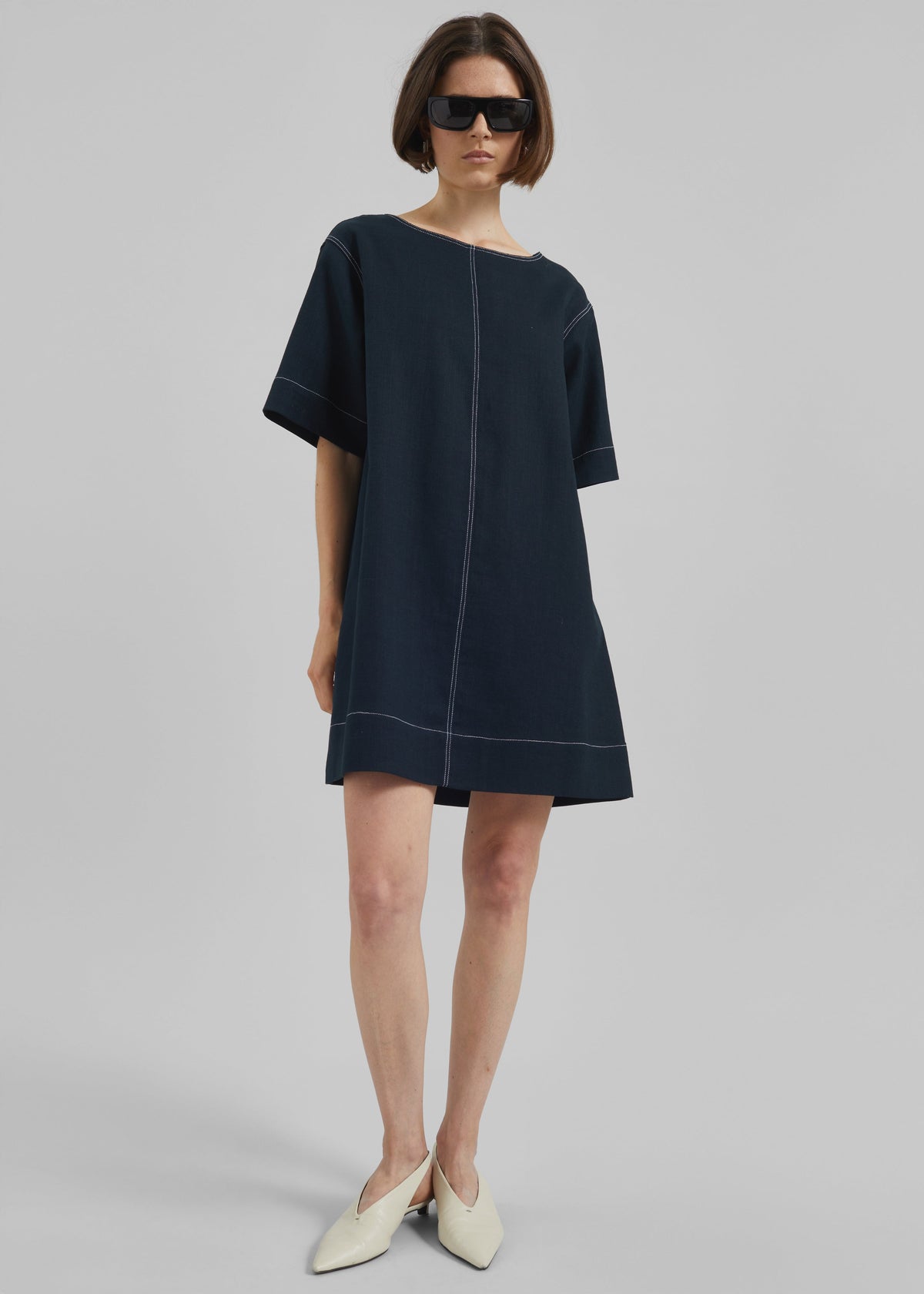 Ellerton Contrast Stitch Dress - Dark Navy - 4