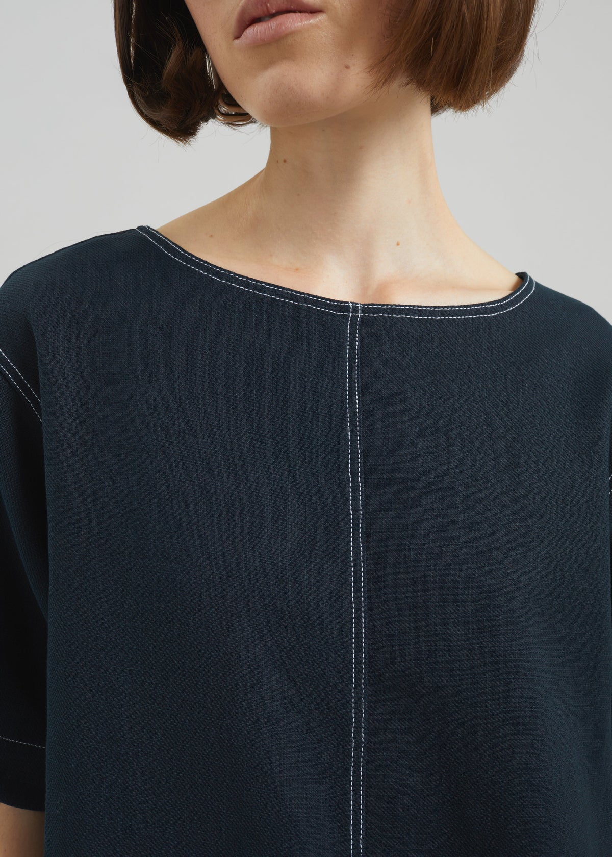 Ellerton Contrast Stitch Dress - Dark Navy - 5
