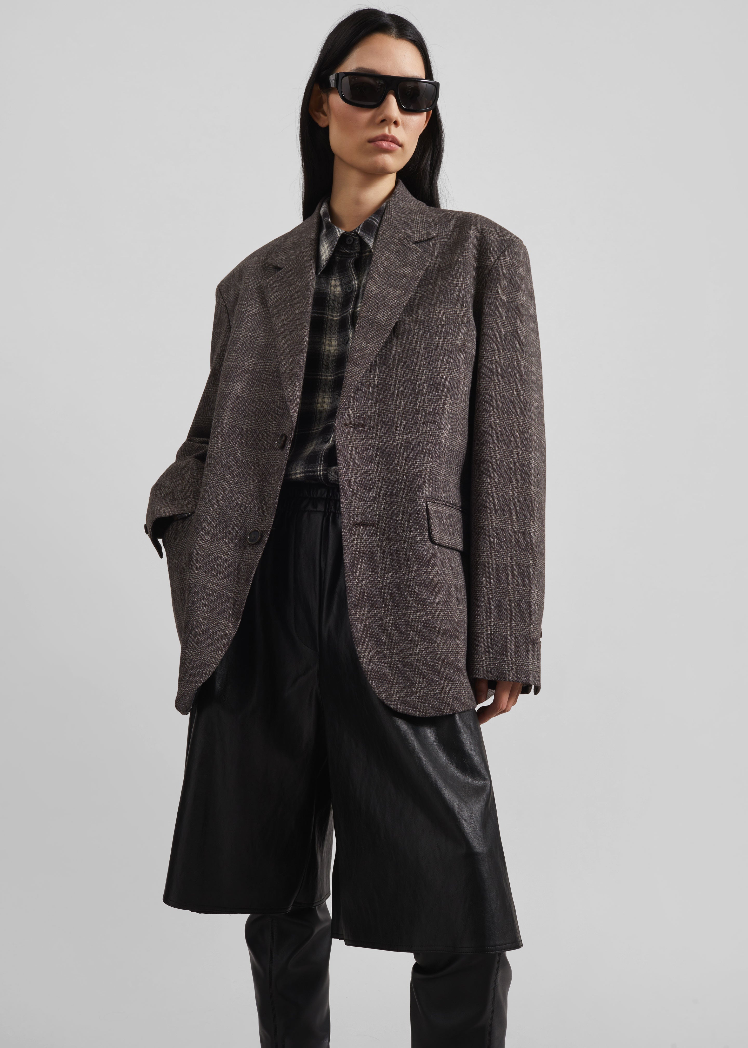 Ellory Padded Blazer - Brown Glen Plaid - 4