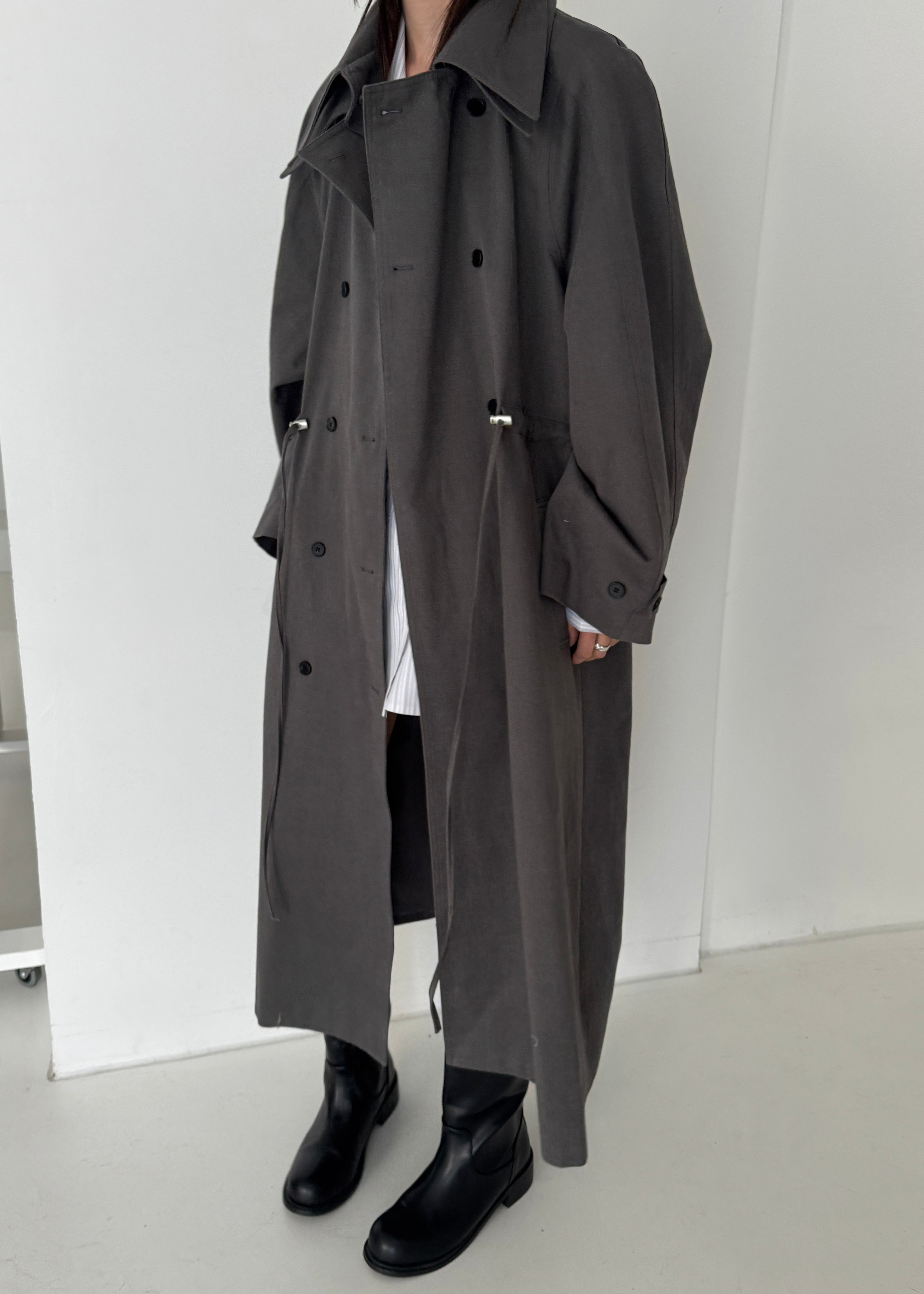 Elrod Drawstring Trench - Grey - 8
