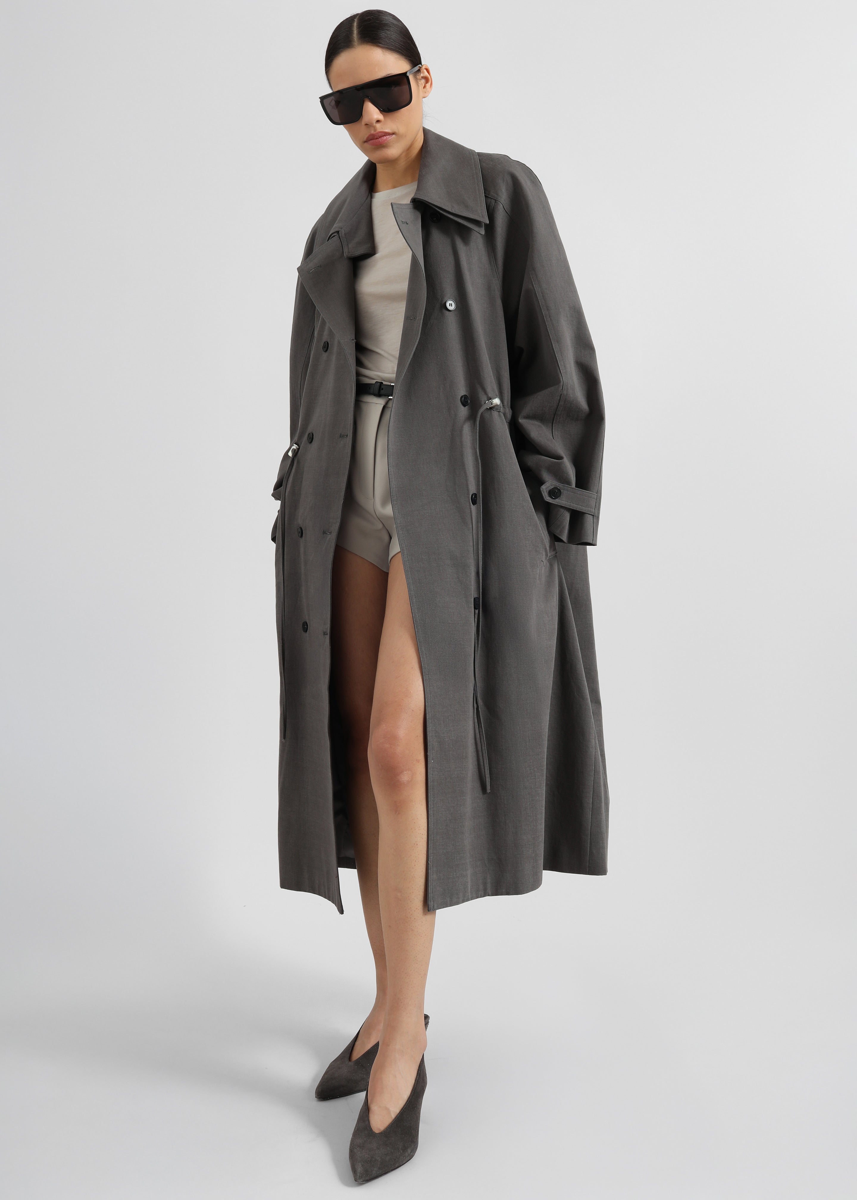 Elrod Drawstring Trench - Grey - 2