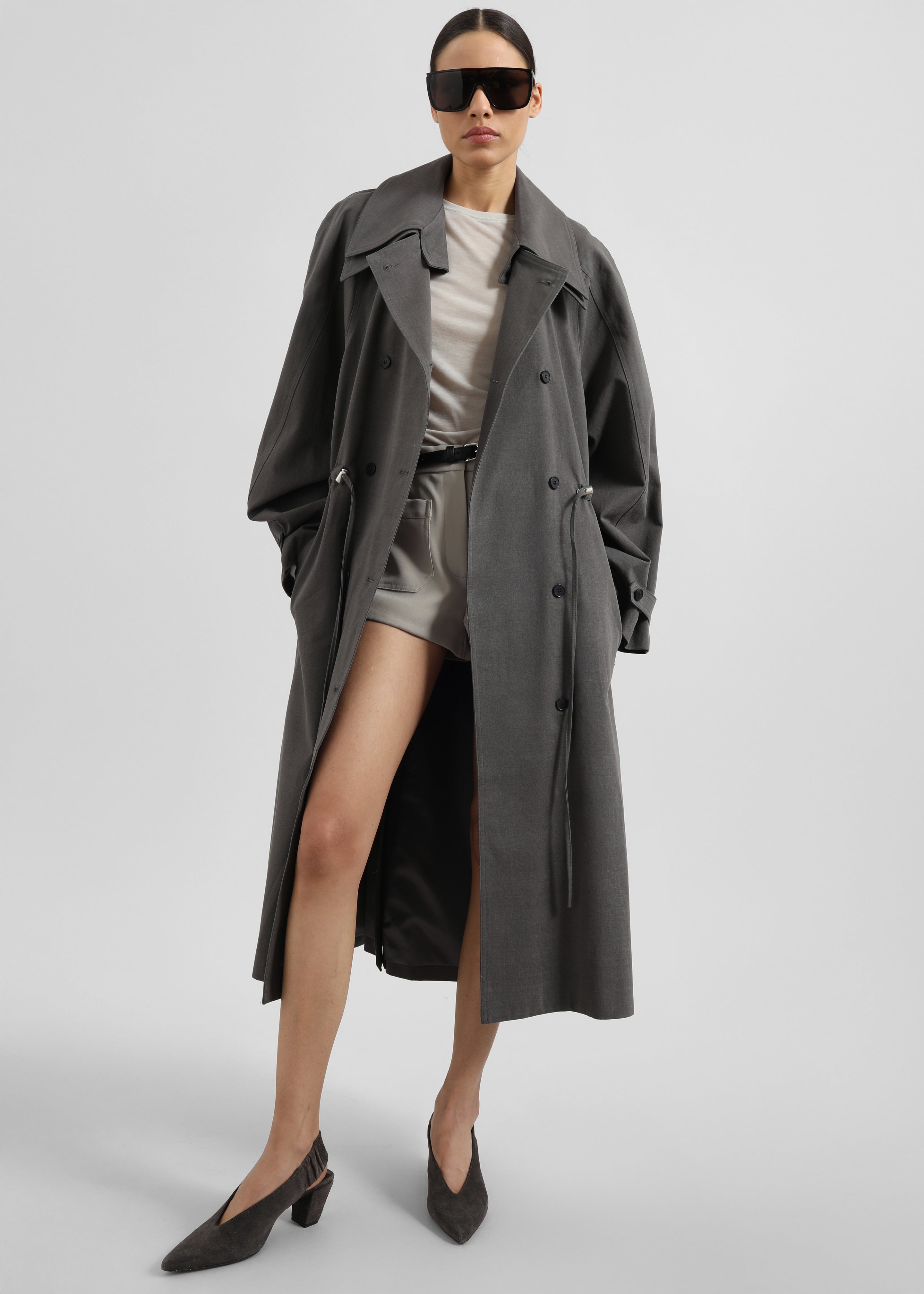 Elrod Drawstring Trench - Grey - 4