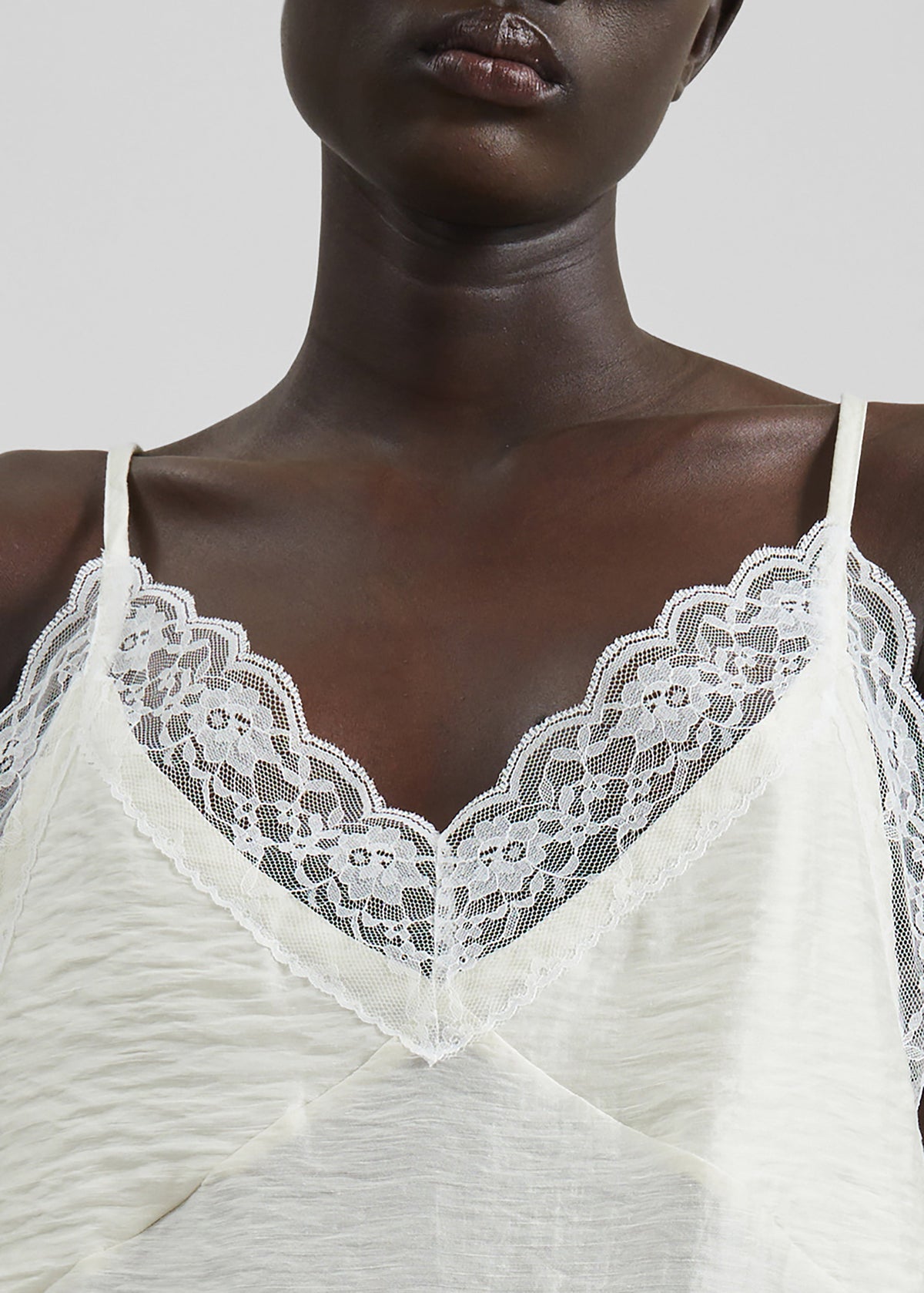 Elvina Lace Trim Slip Dress - Cream - 5