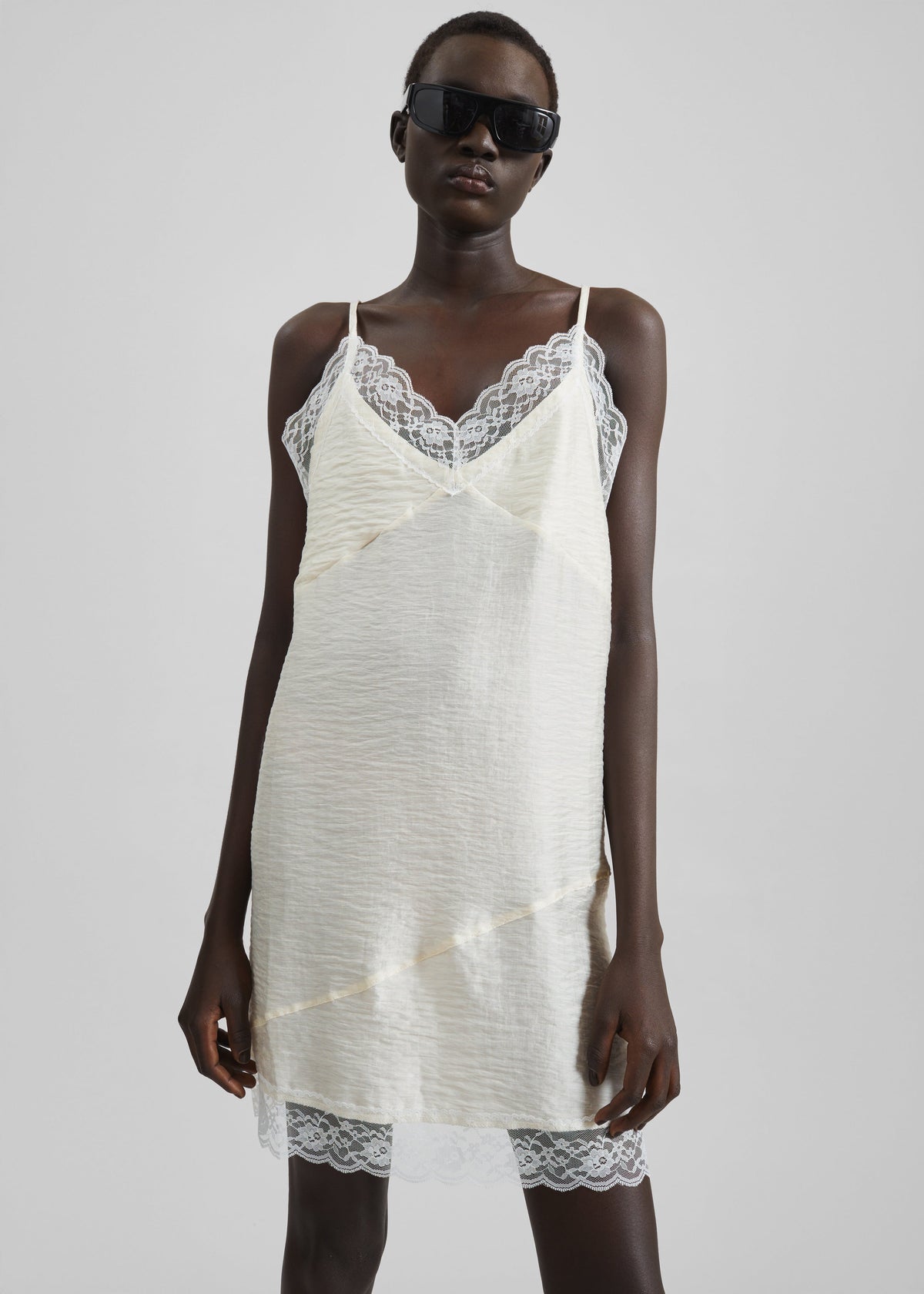 Elvina Lace Trim Slip Dress - Cream - 3