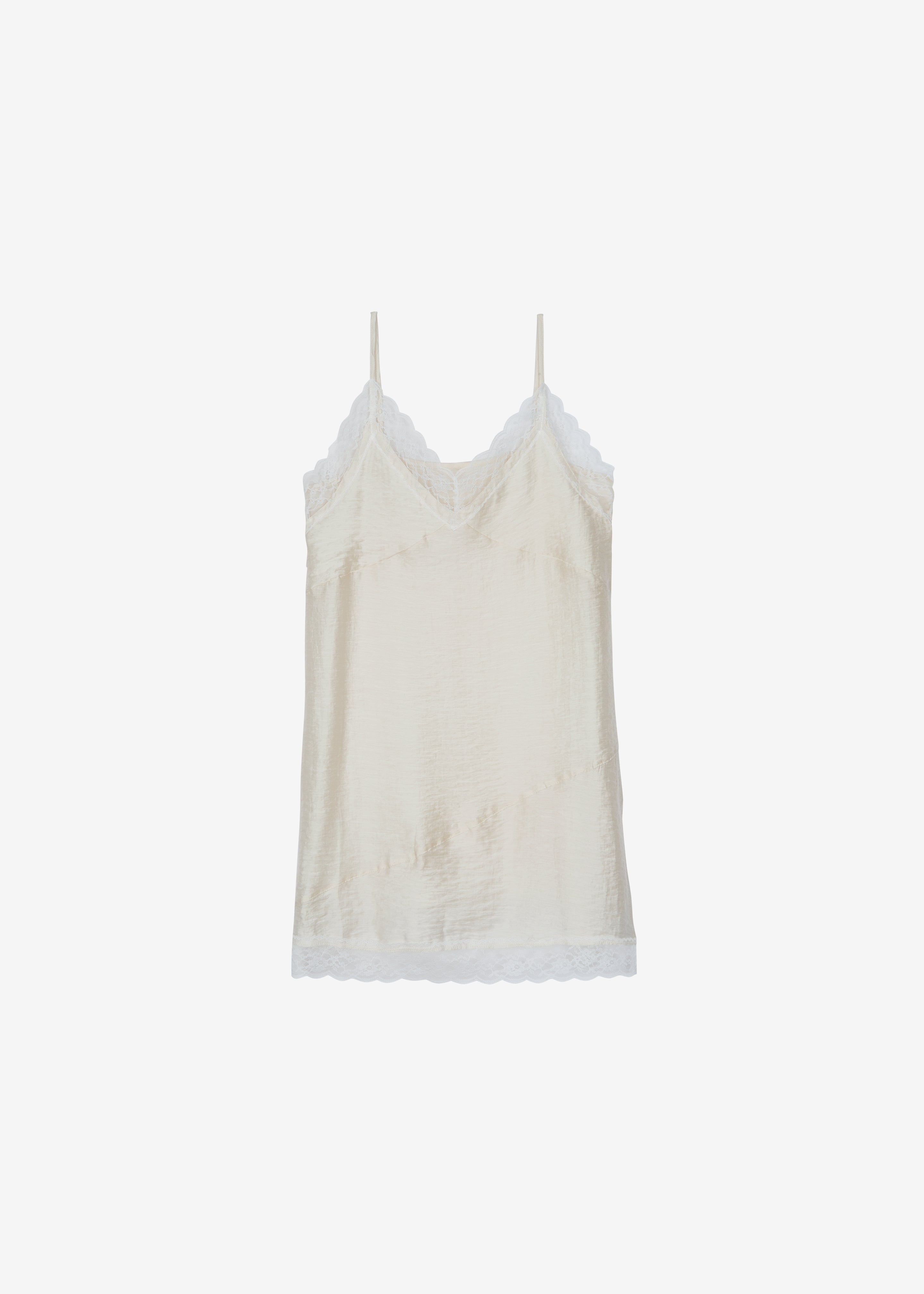 Elvina Lace Trim Slip Dress - Cream - 9