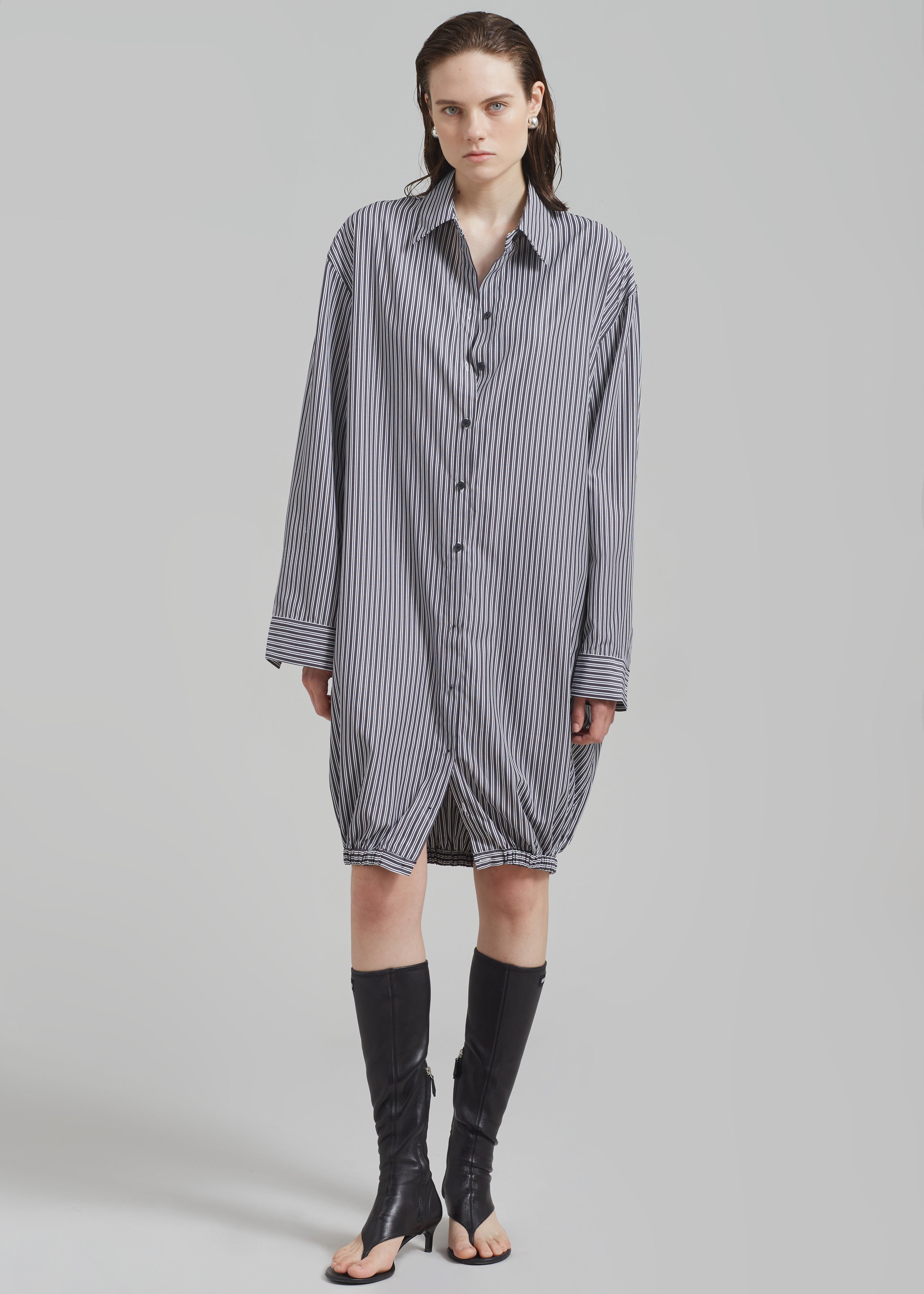 Ember Shirt Dress - White Stripe - 3