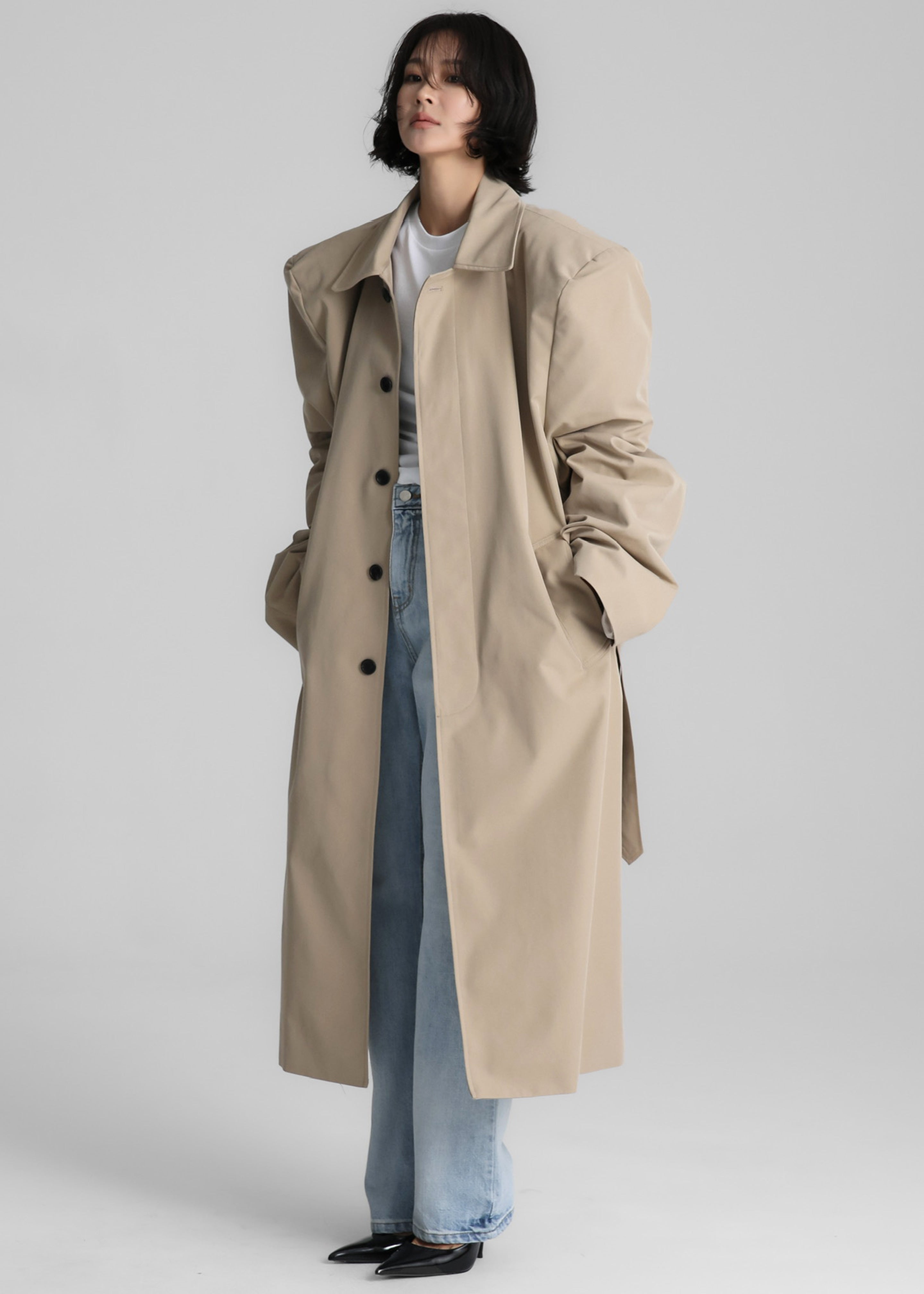 Emden Padded Overcoat - Beige - 10