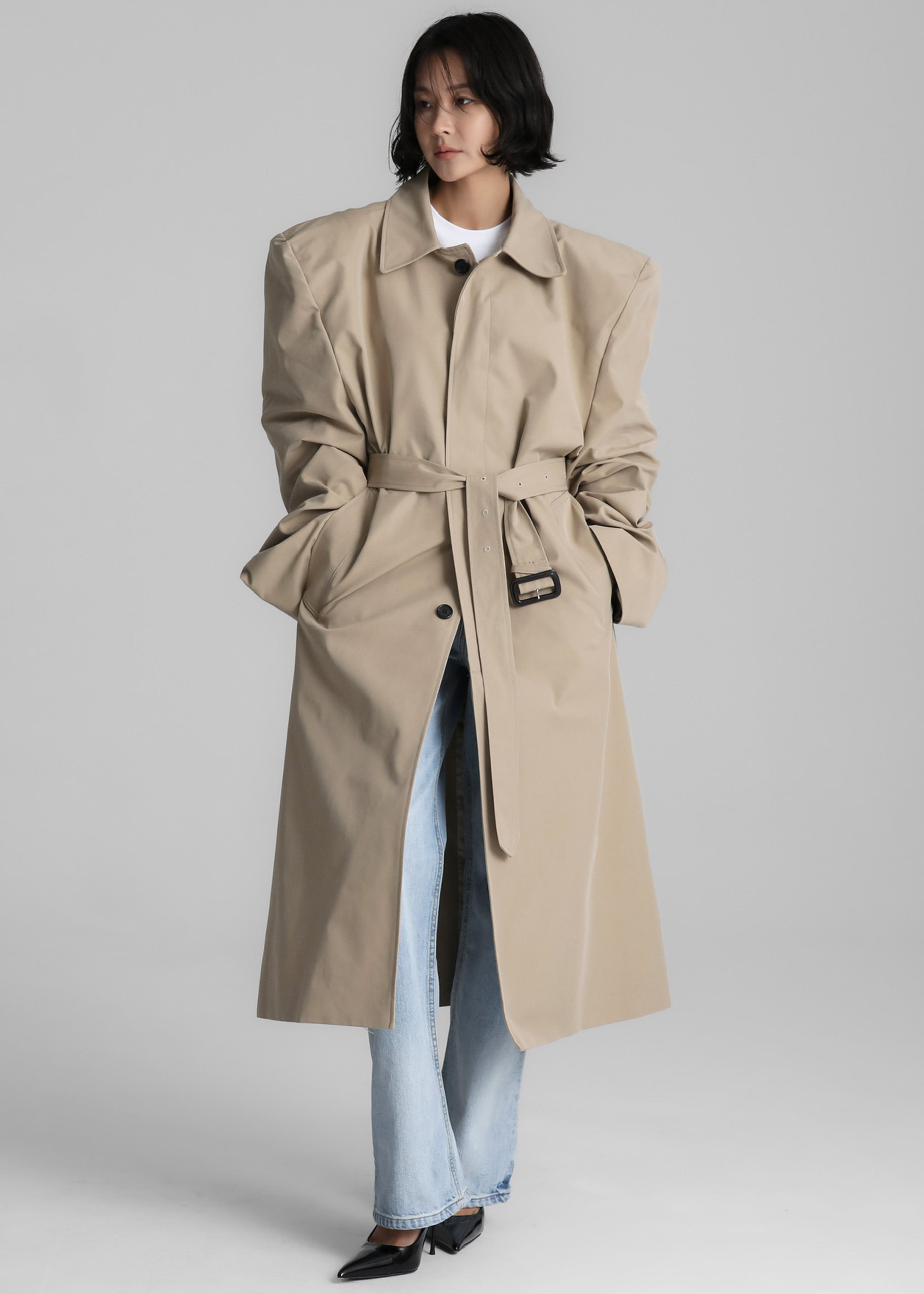 Emden Padded Overcoat - Beige - 14