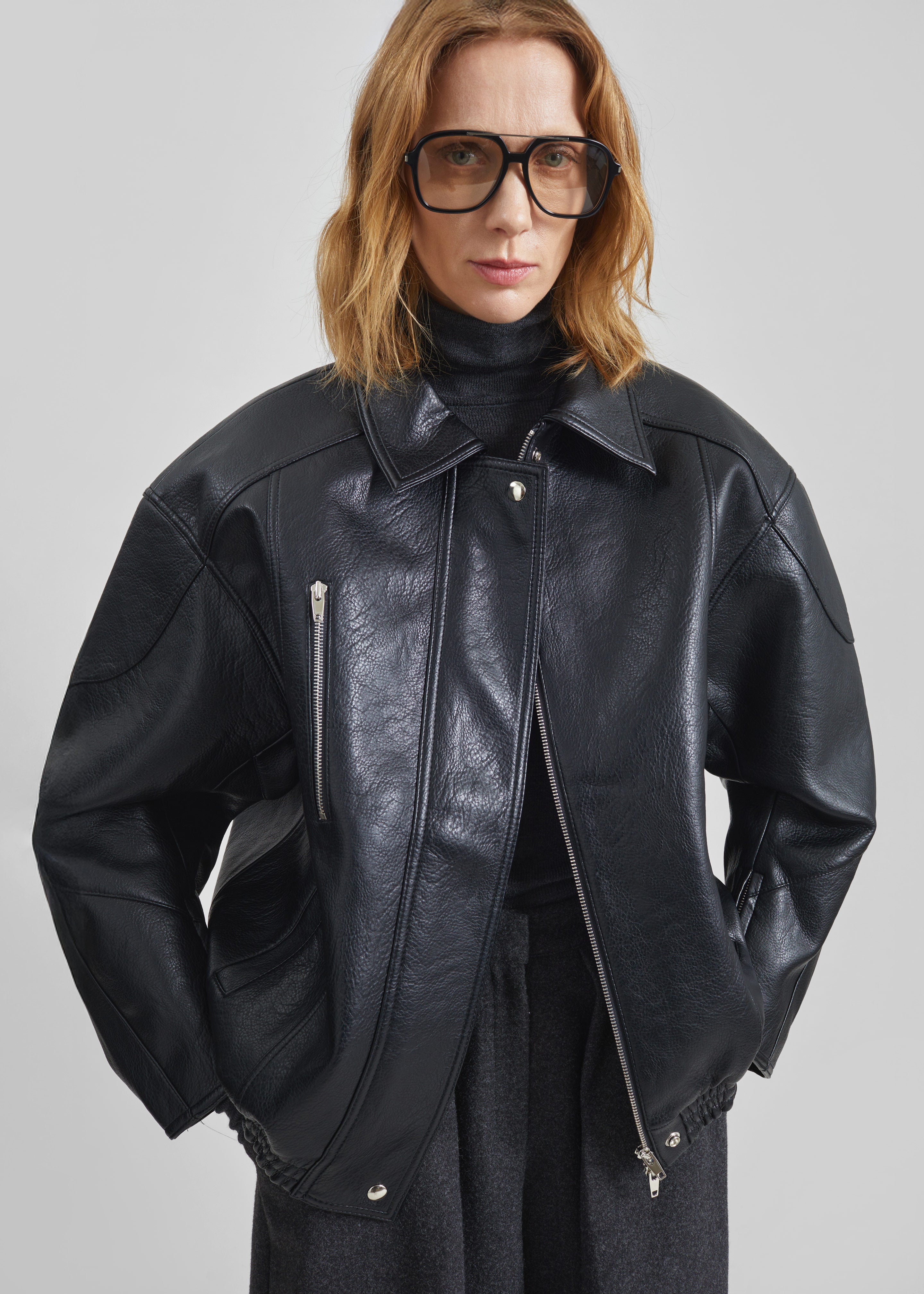 Enora Faux Leather Jacket - Black – The Frankie Shop Europe