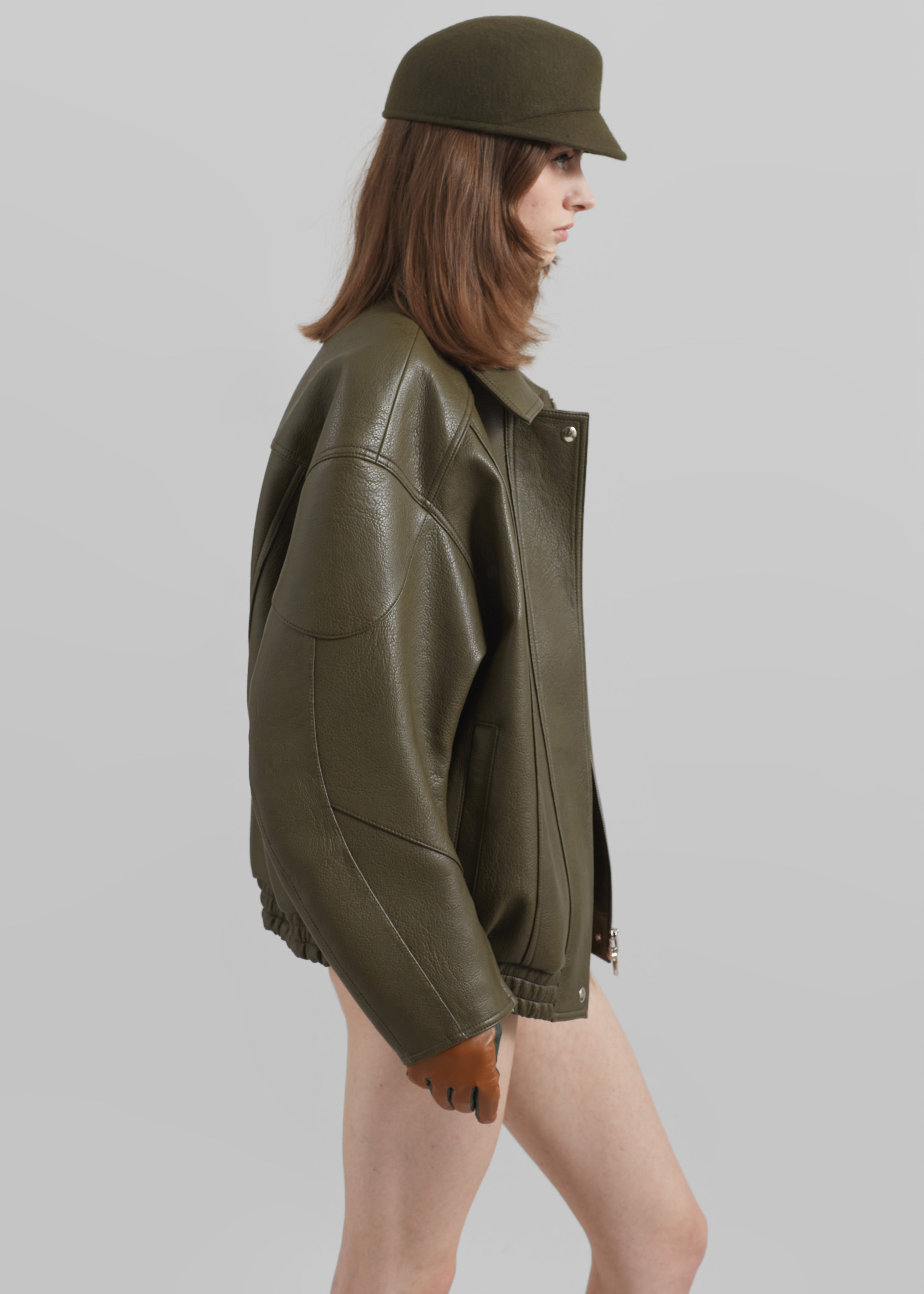 Enora Faux Leather Jacket - Olive - 7