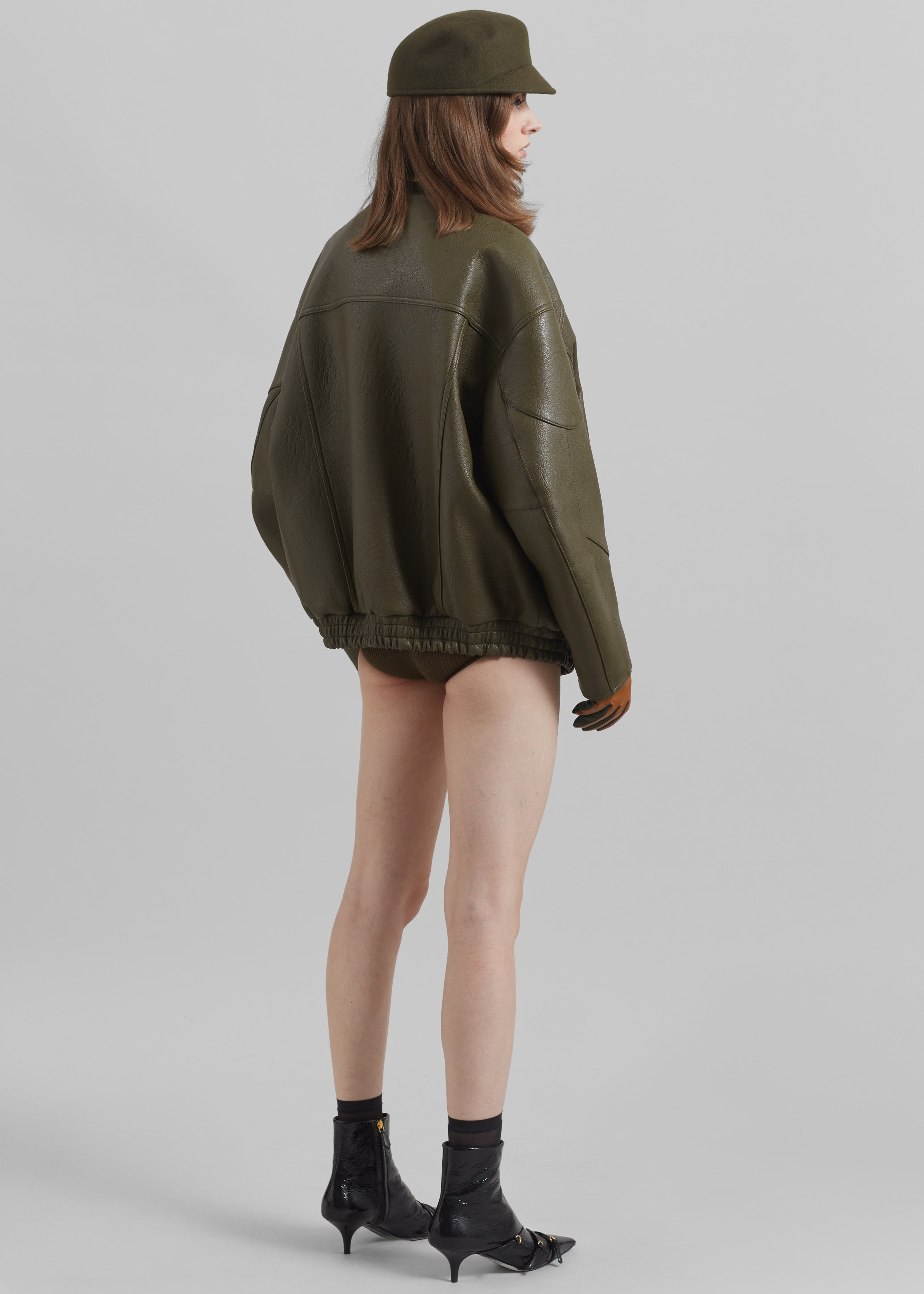 Enora Faux Leather Jacket - Olive - 11
