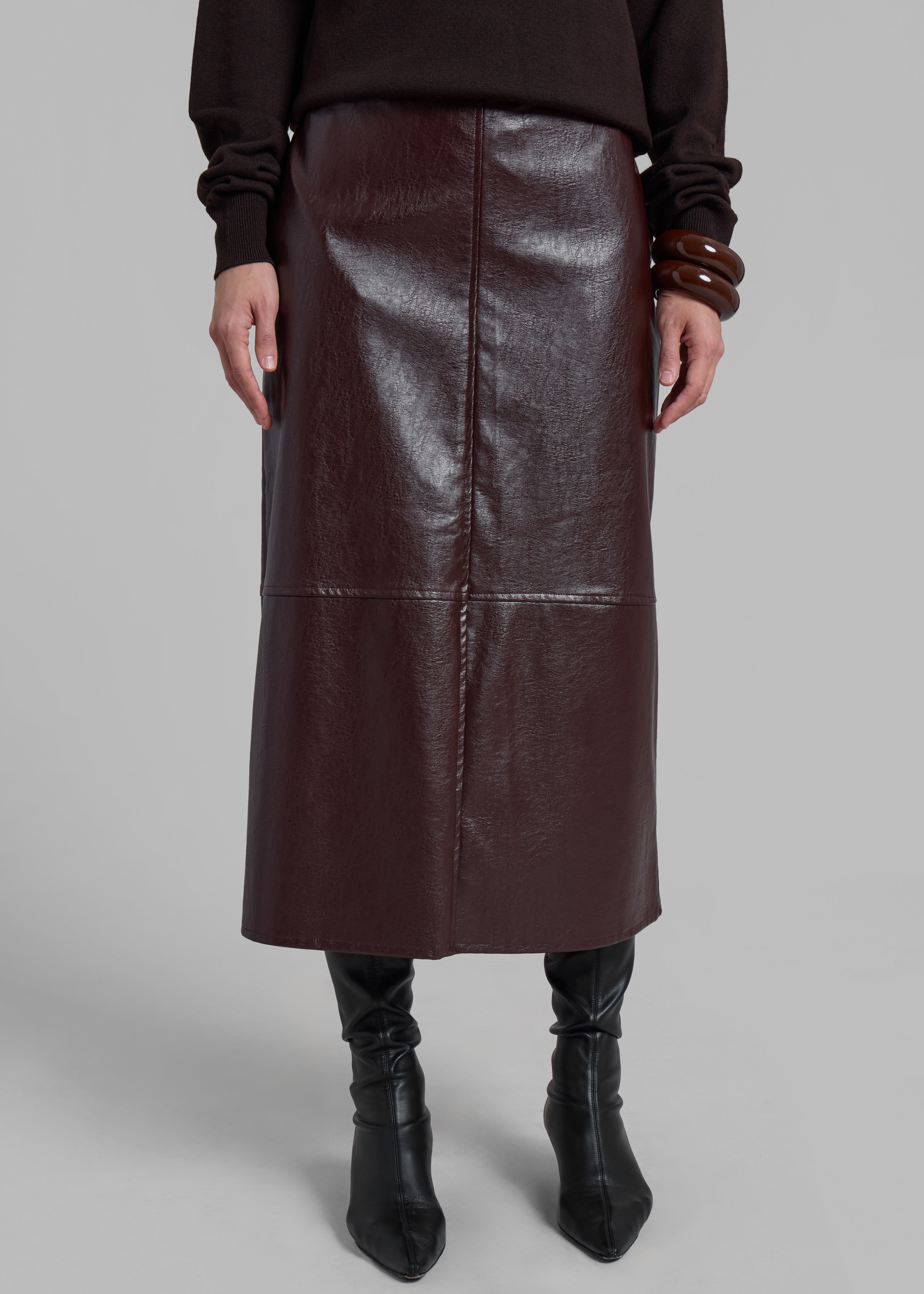 Erminie Midi Faux Leather Skirt - Brown – Frankie Shop Europe