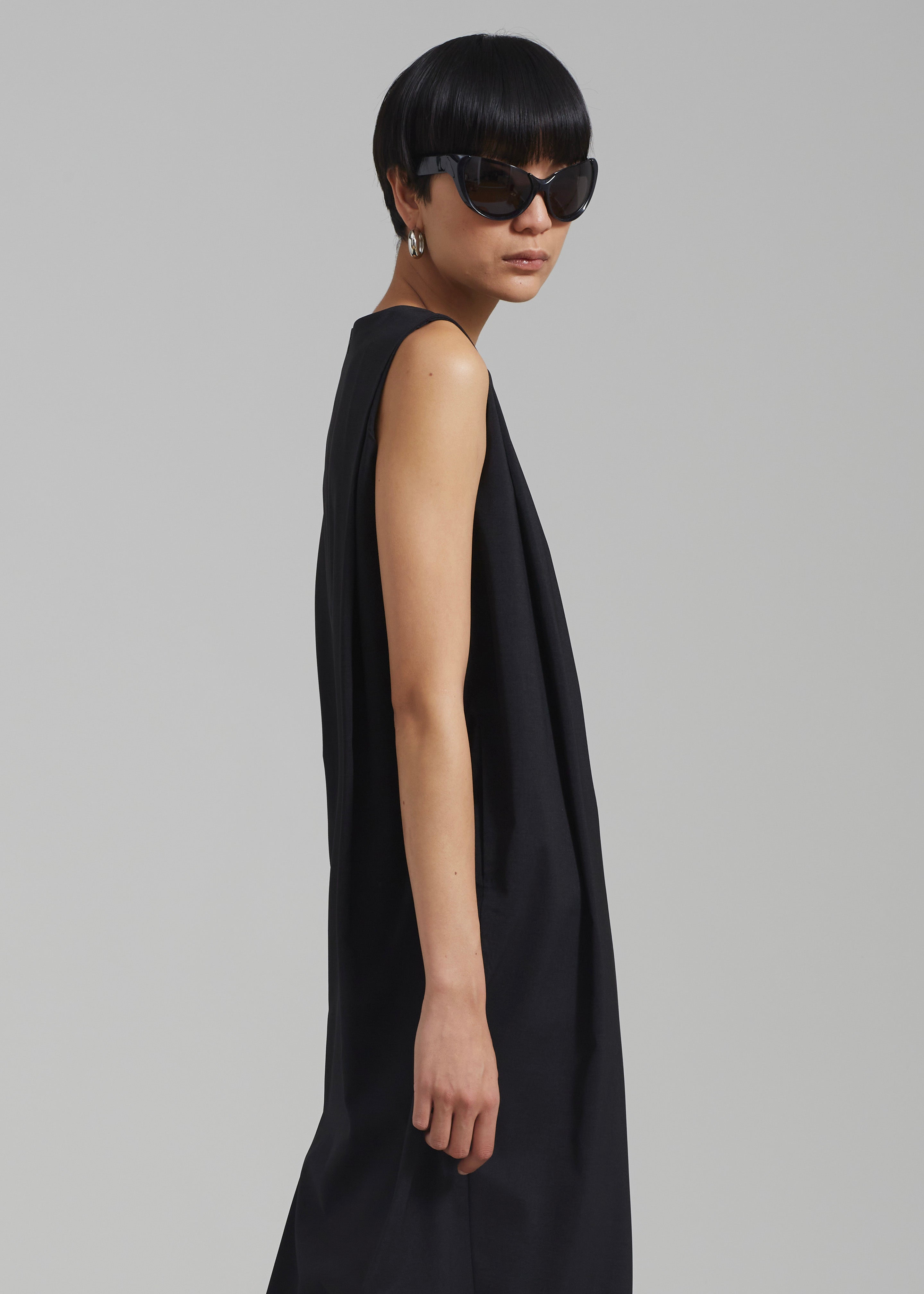 Eryn Sleeveless Pintuck Dress - Black - 4