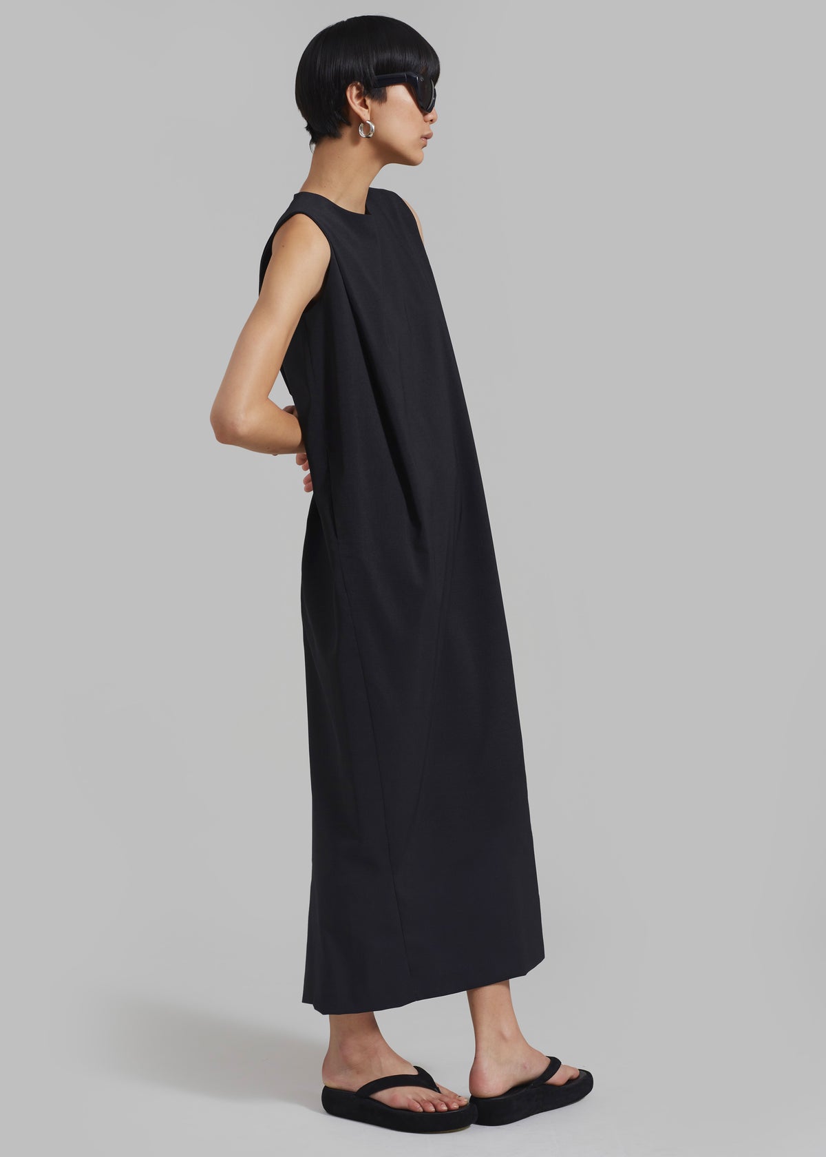 Eryn Sleeveless Pintuck Dress - Black - 5