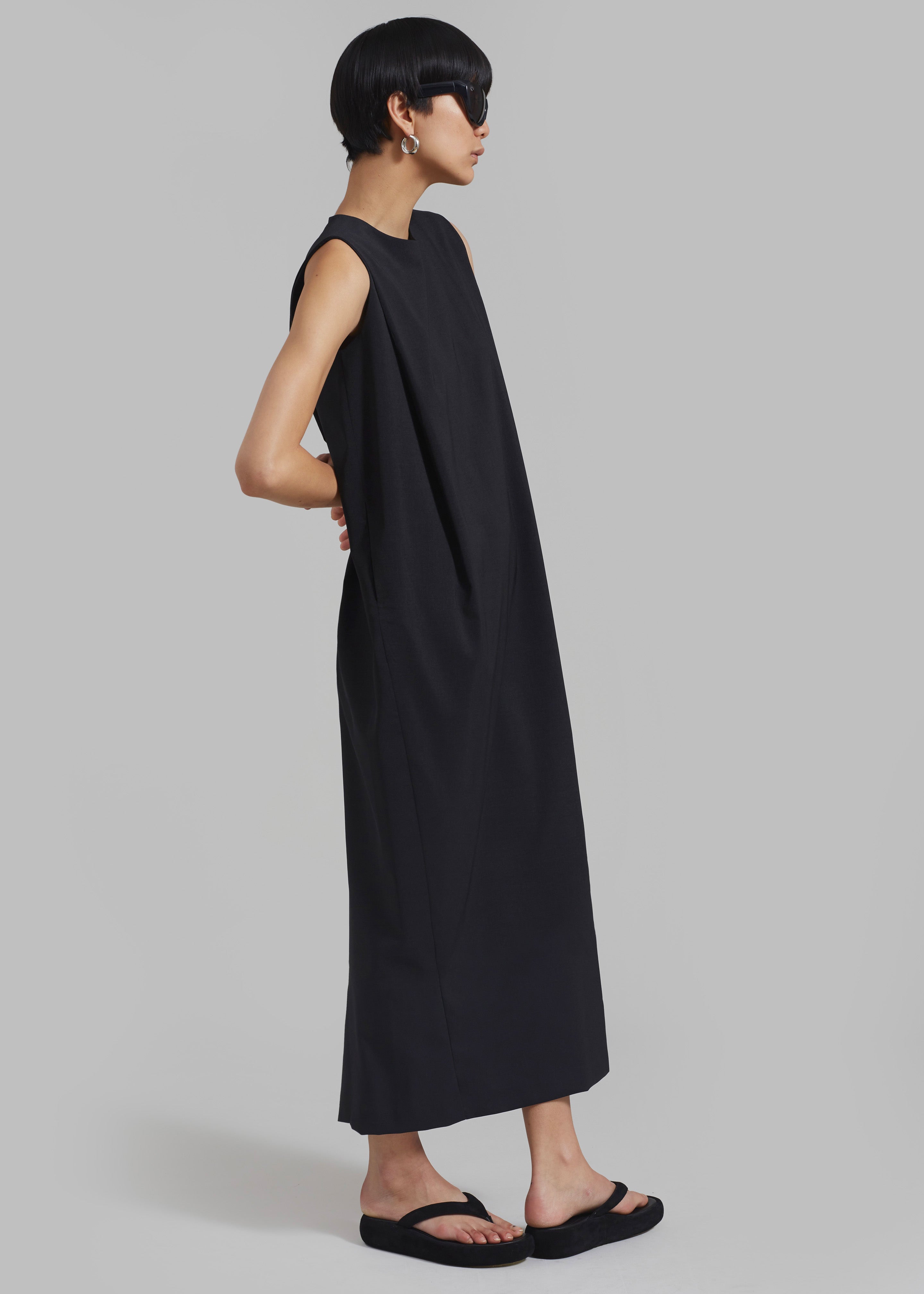 Eryn Sleeveless Pintuck Dress - Black - 5