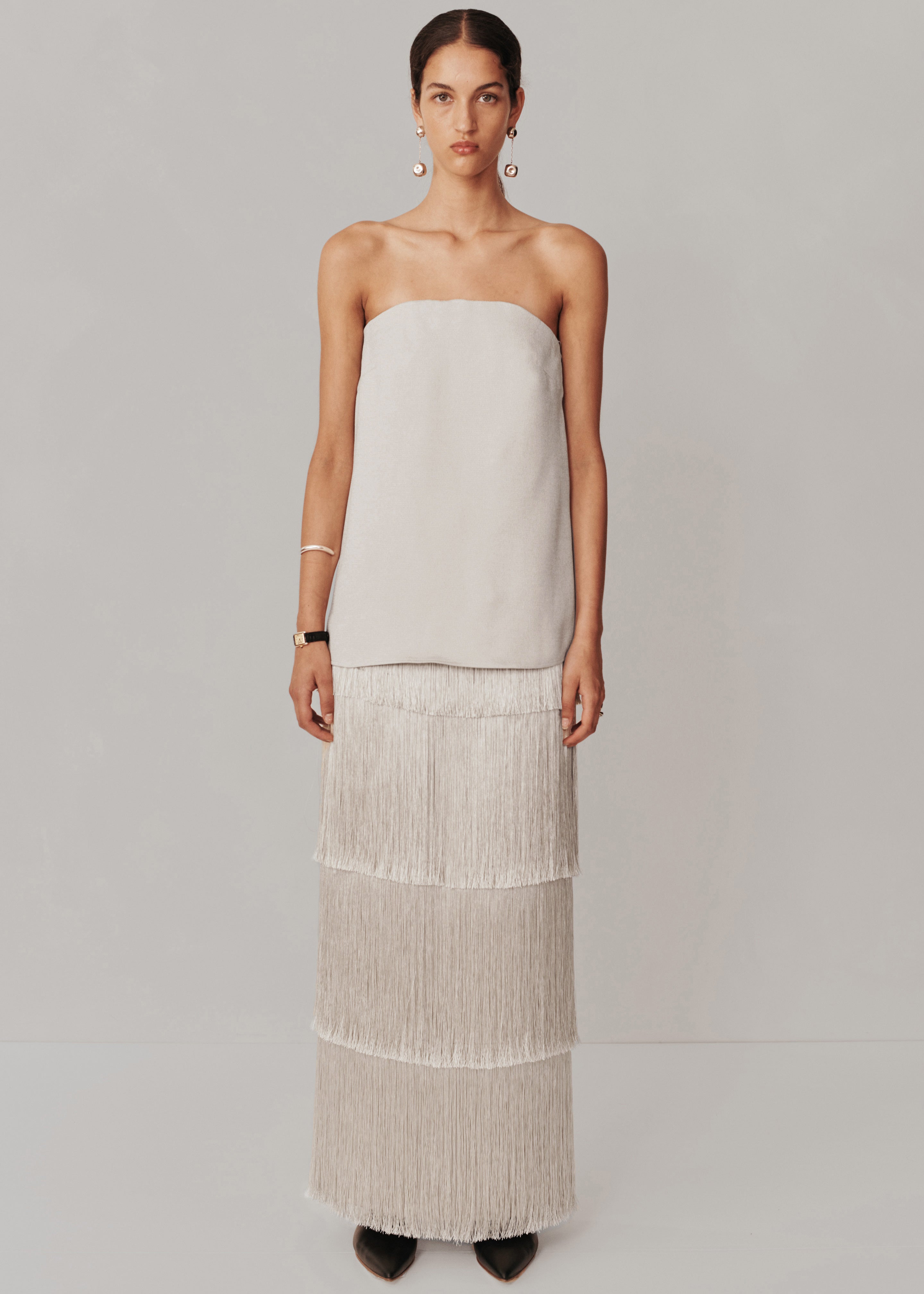 Esse Studios Mono Fringe Skirt - Oyster - 7