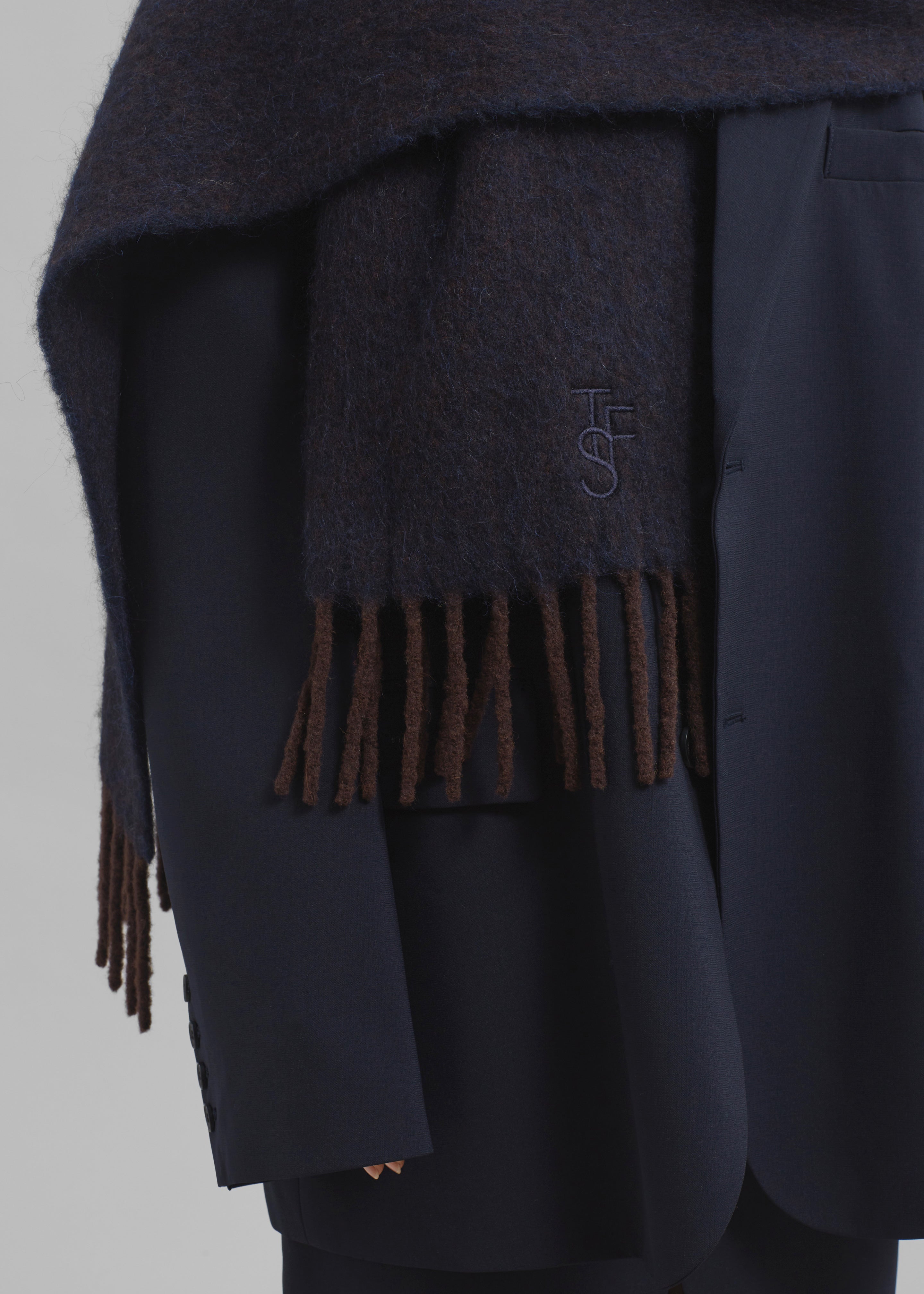 Etta Wool Scarf - Navy - 2