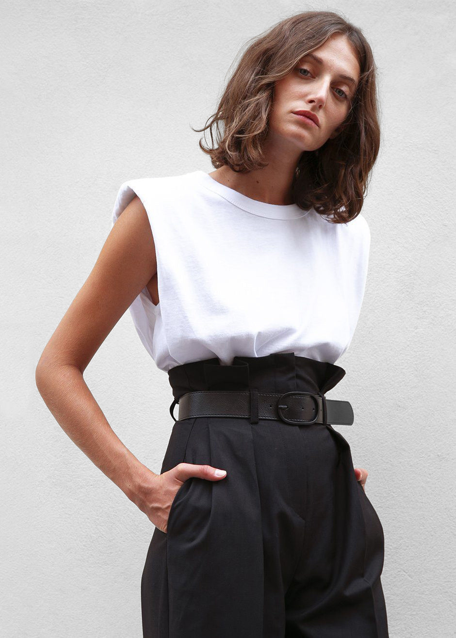 Eva Padded Shoulder Muscle T-Shirt - White - 1