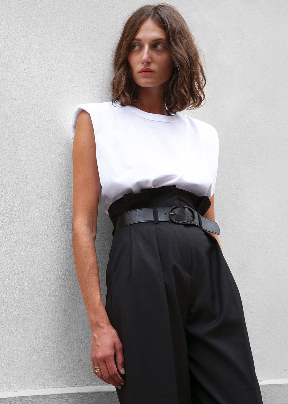 Eva Padded Shoulder Muscle T-Shirt - White - 3