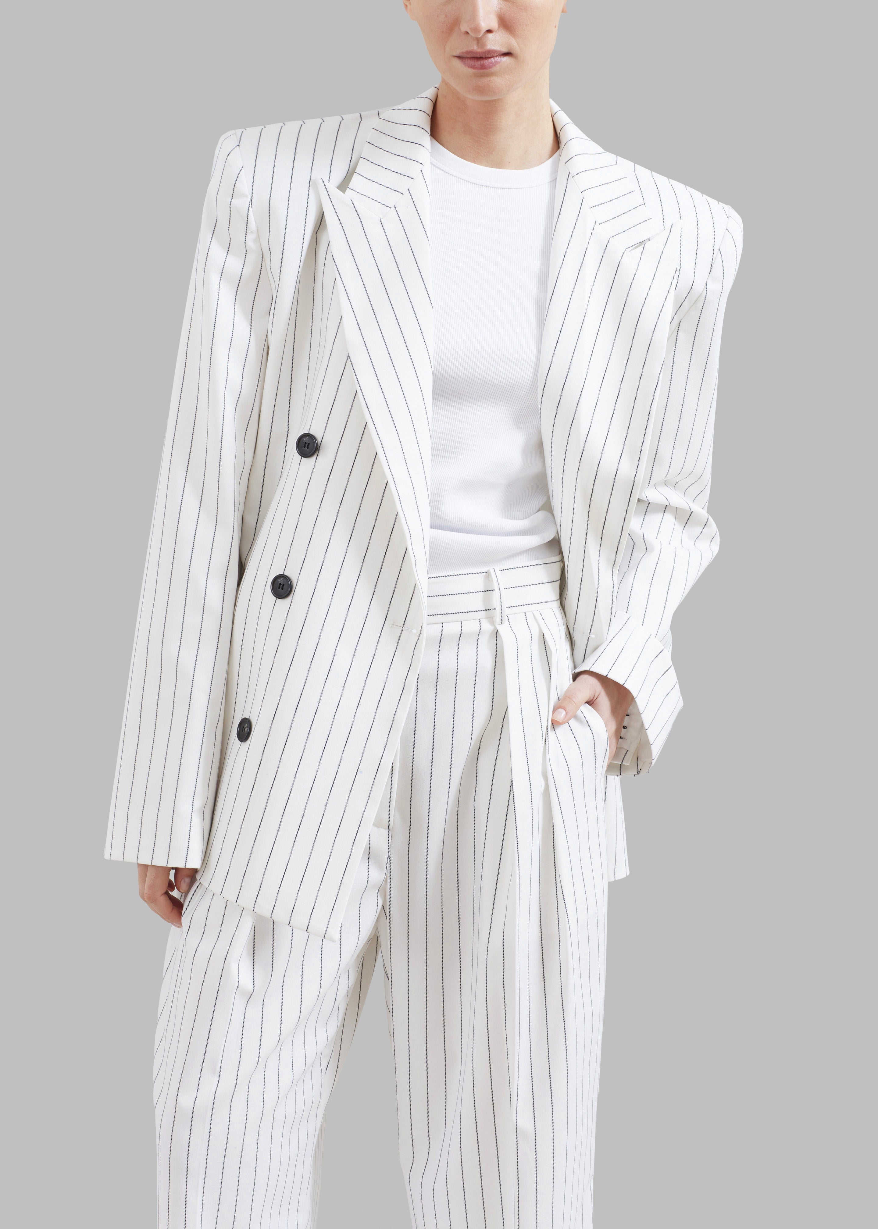 Fargo Oversized Padded Blazer - White - 2