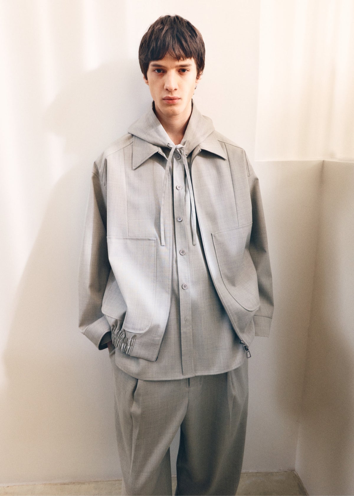 Felix Textured Jacket - Greige Melange - 5