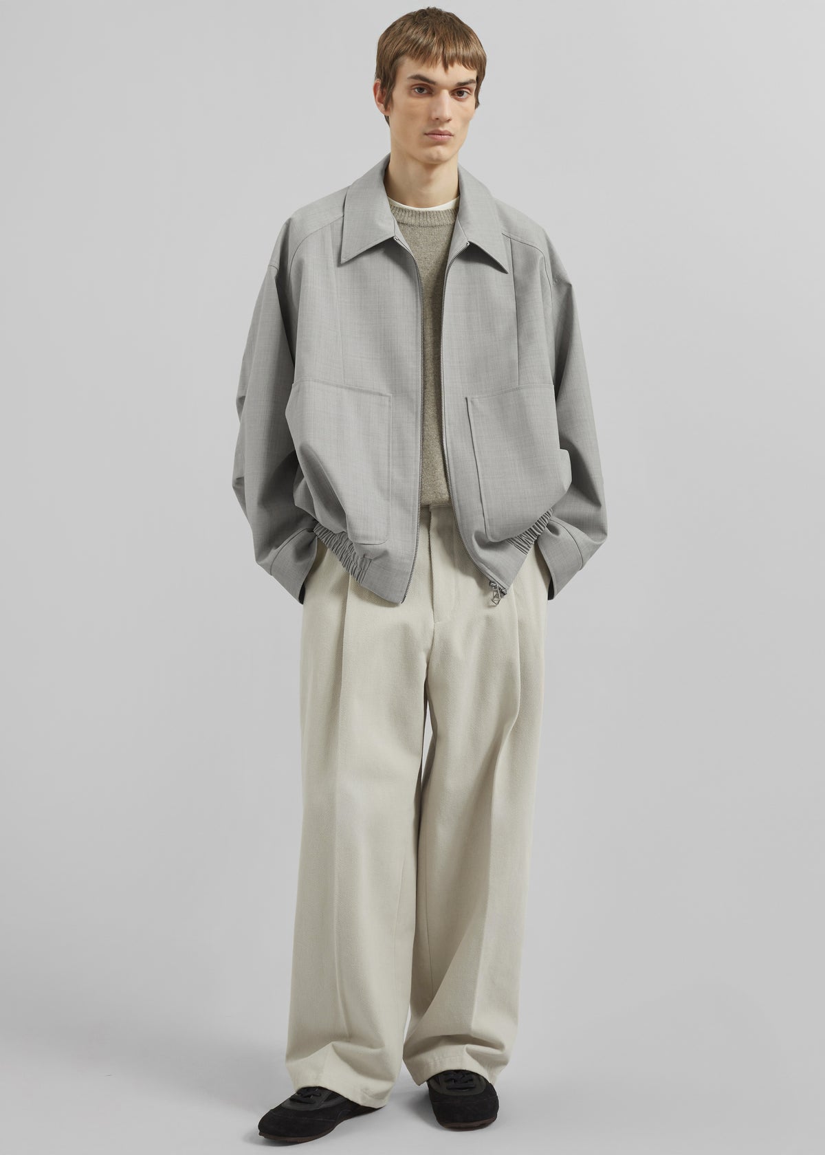 Felix Textured Jacket - Greige Melange - 1