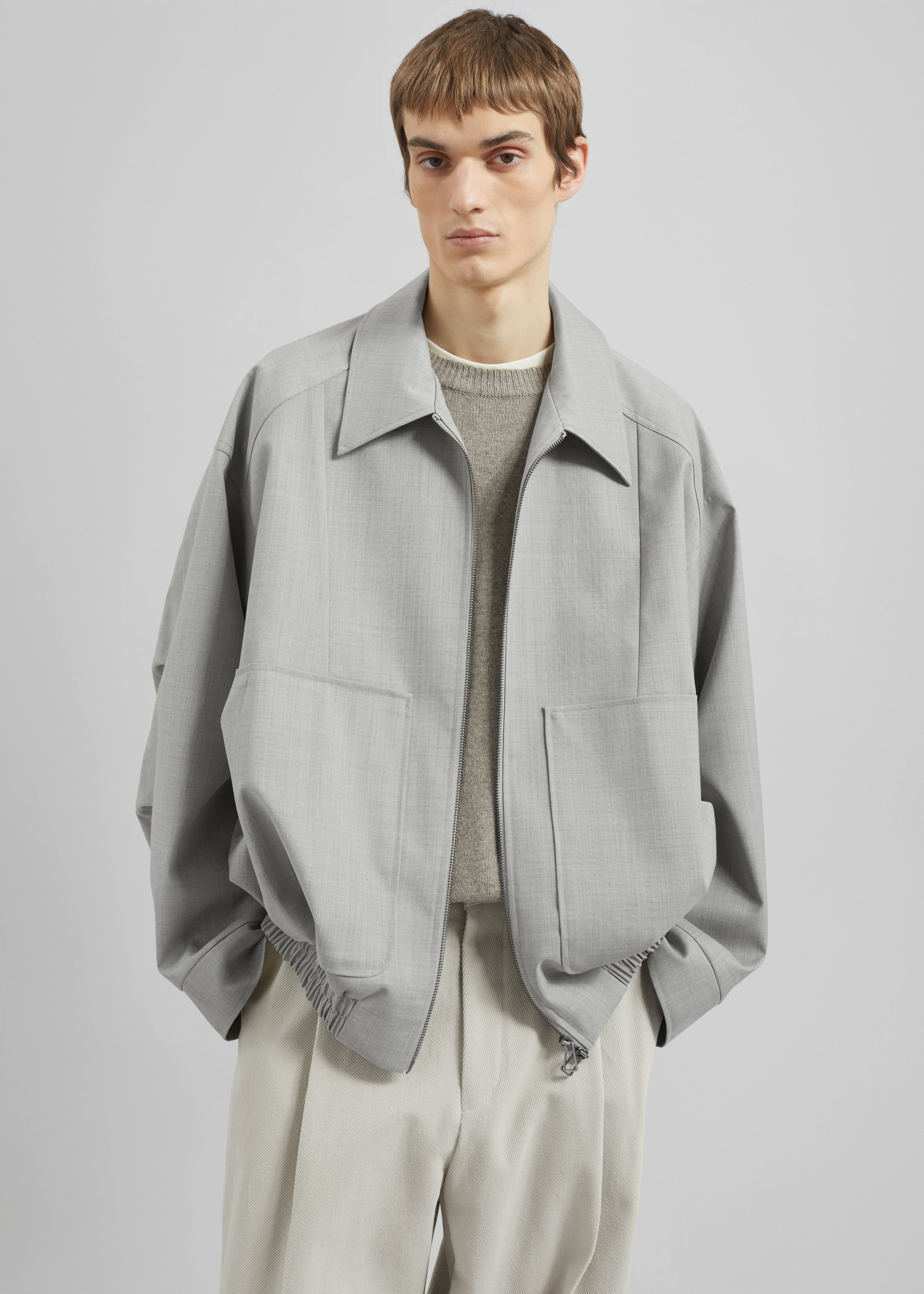 Felix Textured Jacket - Greige Melange - 2