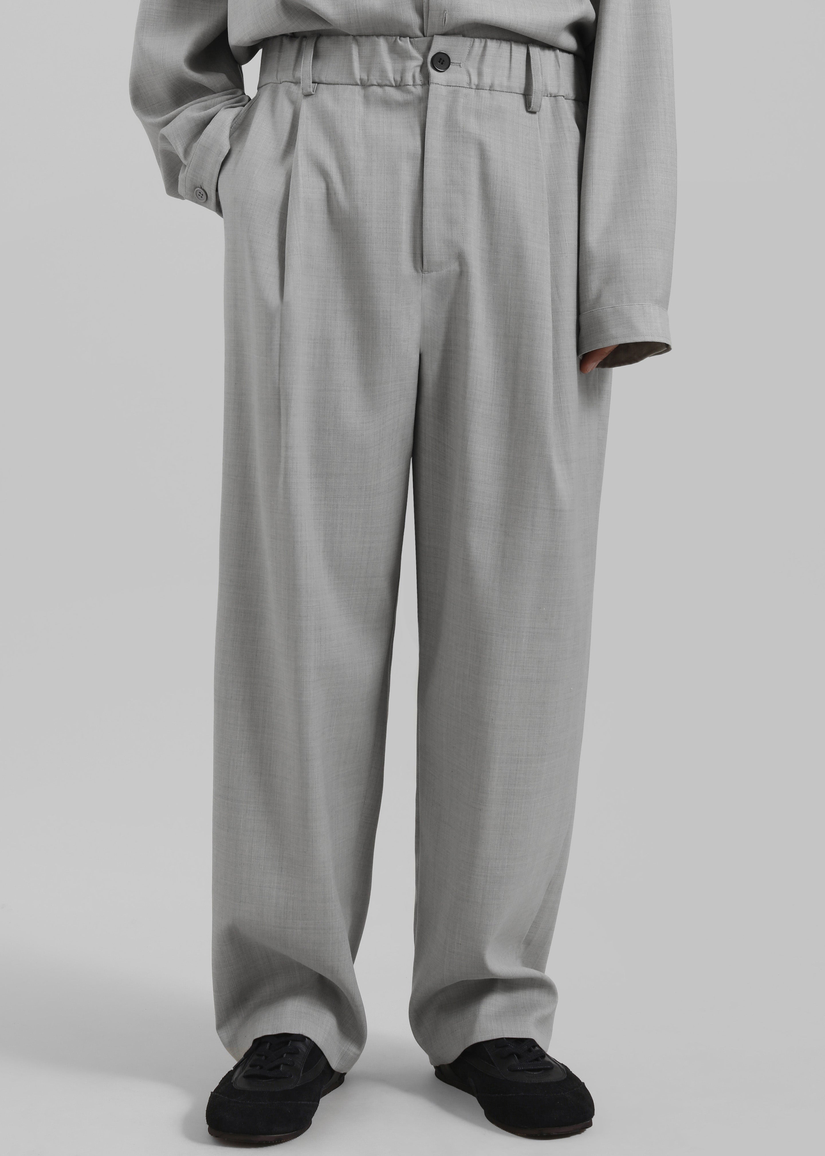 Felix Textured Trousers - Greige Melange - 4