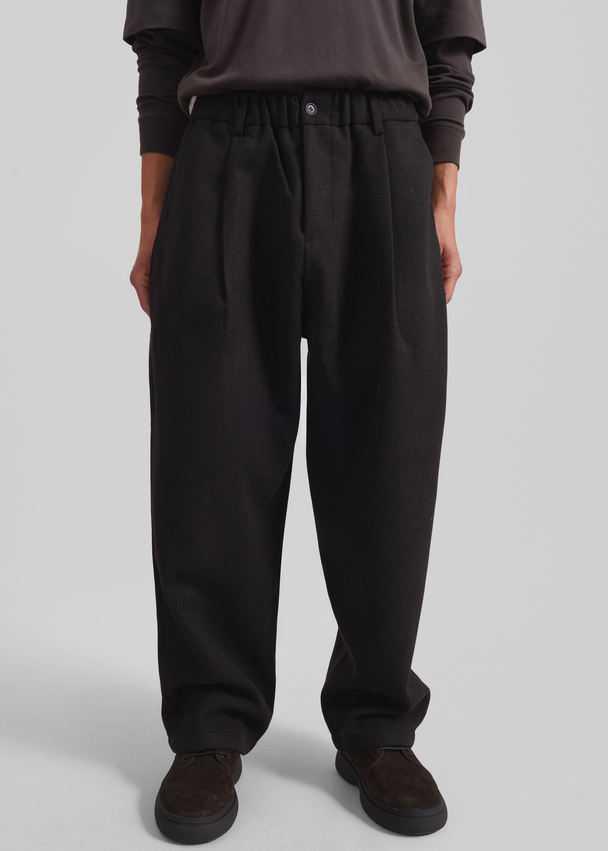 Felix Wool Blend Trousers - Black - 1