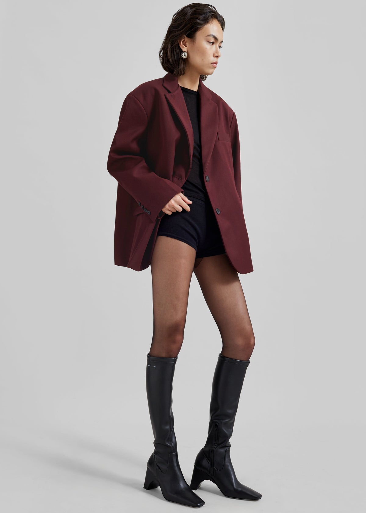 Frankie Oversized Boyfriend Blazer - Burgundy - 2