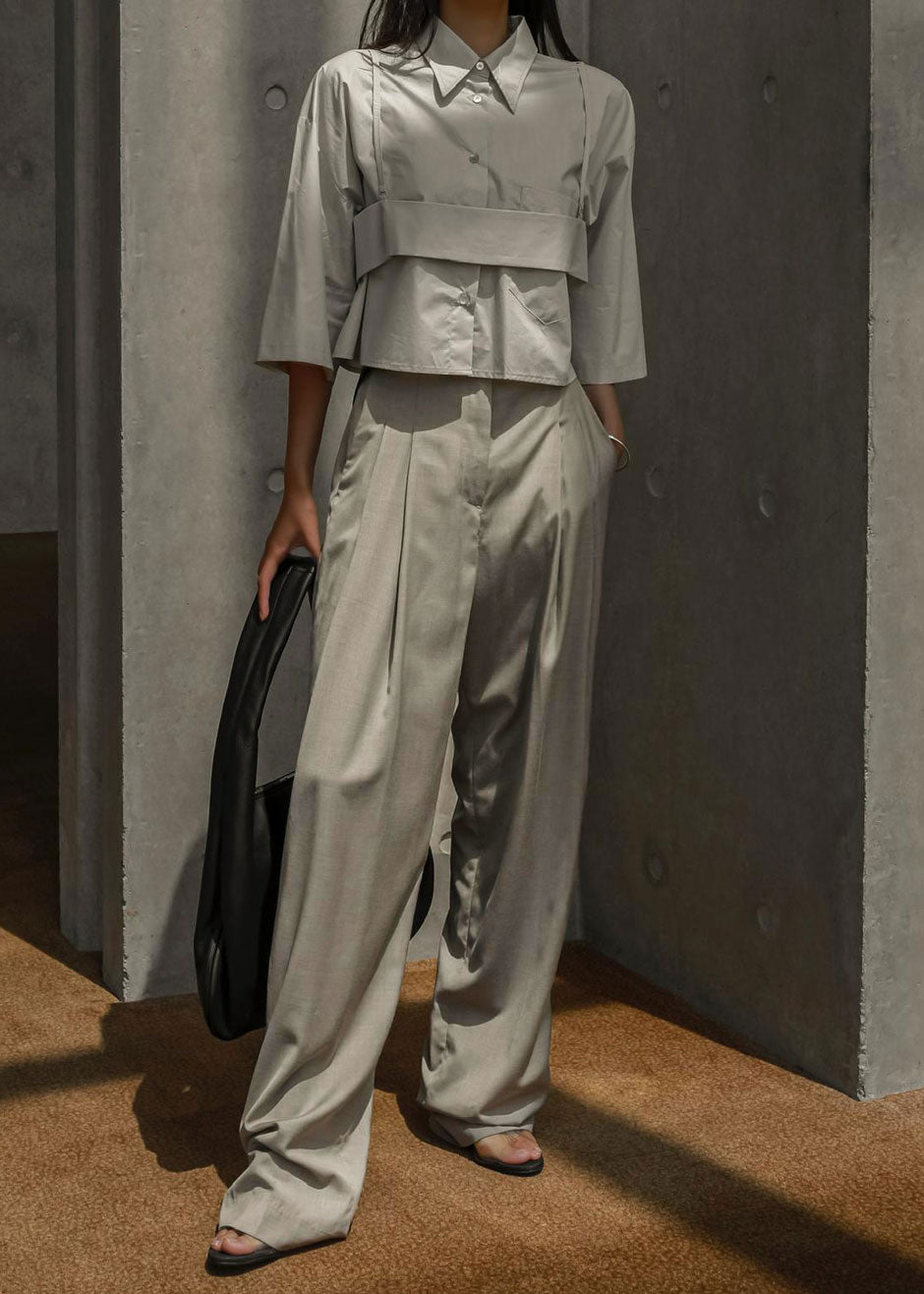 Gelso Pleated Trousers - Light Taupe Melange - 9