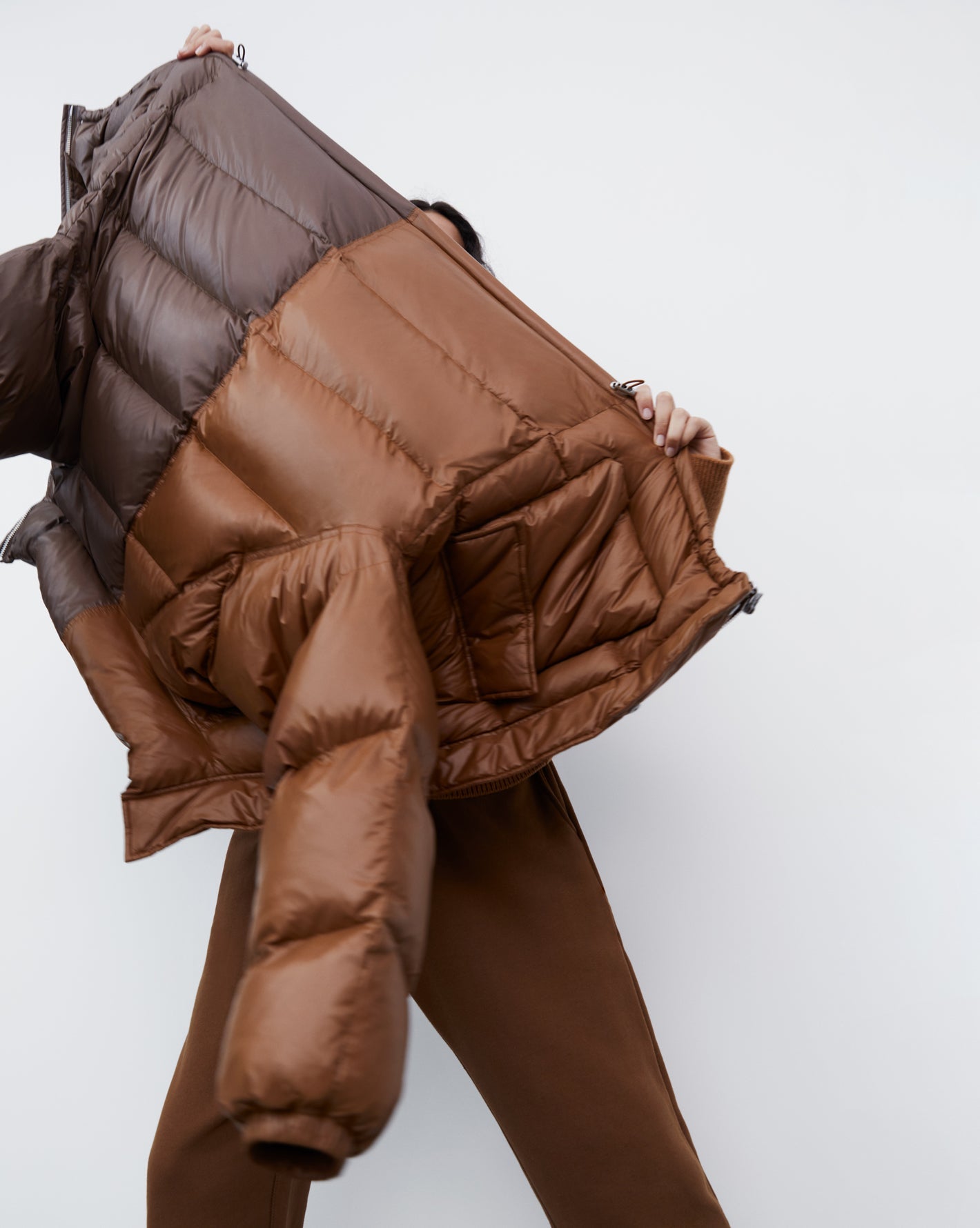 Model photographed by Suzanne Koller wearing The Frankie Shop puffer jacket for the FW21 campaign.
