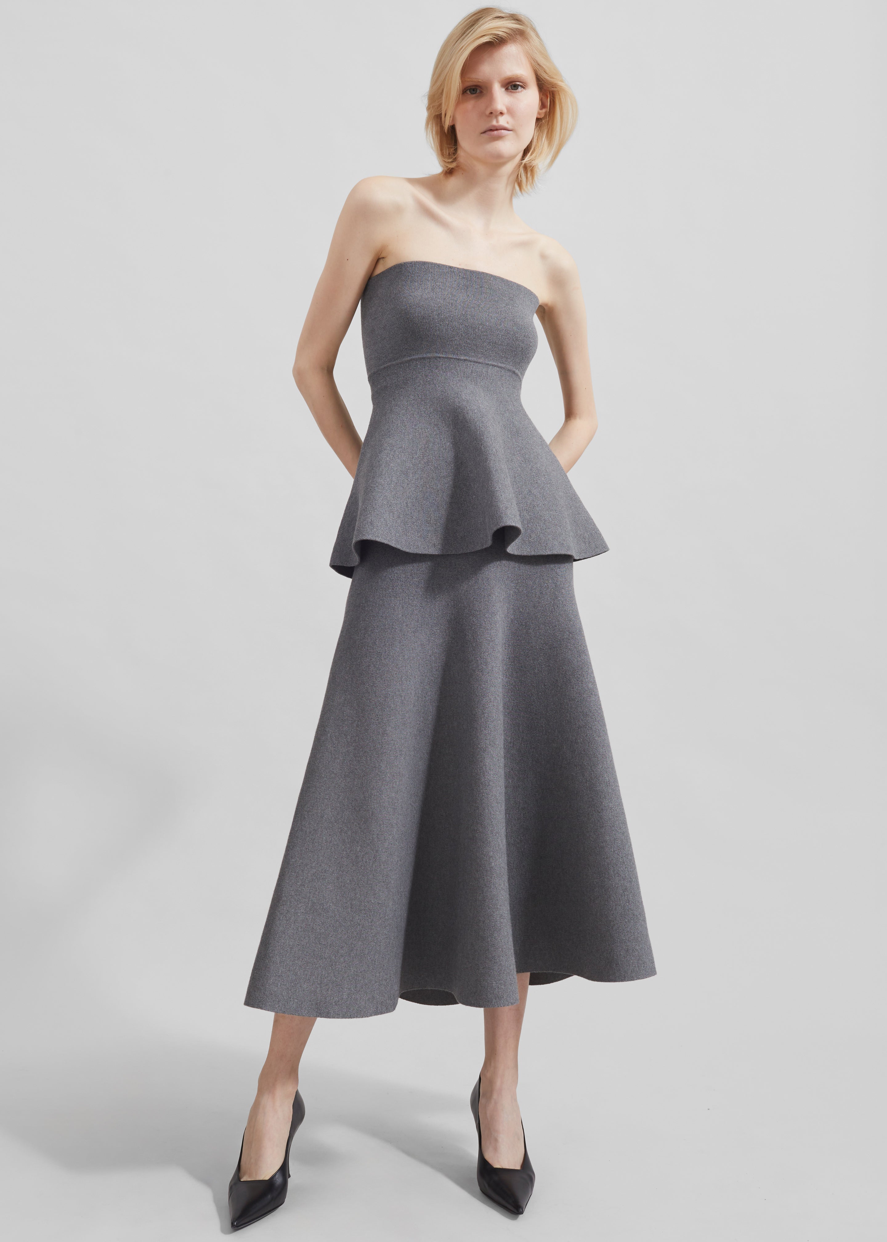 Gabrielle Knit Midi Skirt Dark Grey - Main Image