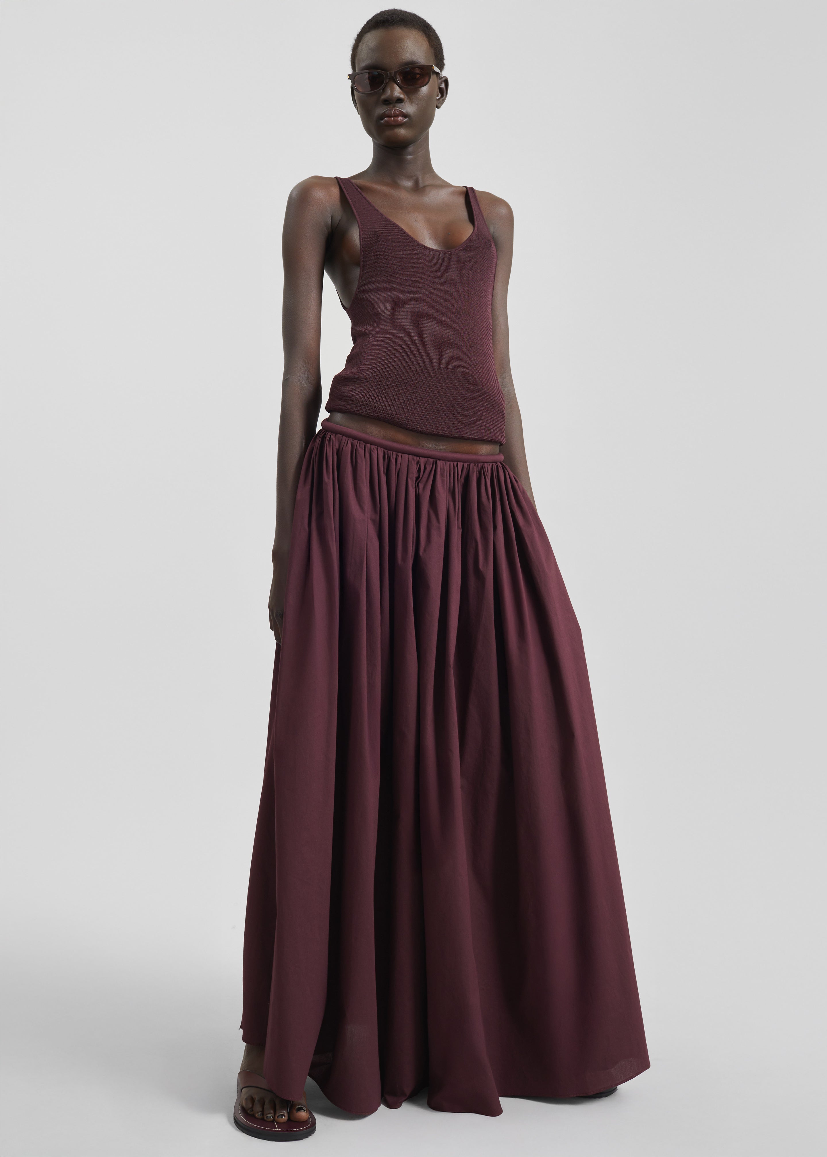 Gaeta Wide Corded Waistband Culottes - Burgundy - 2