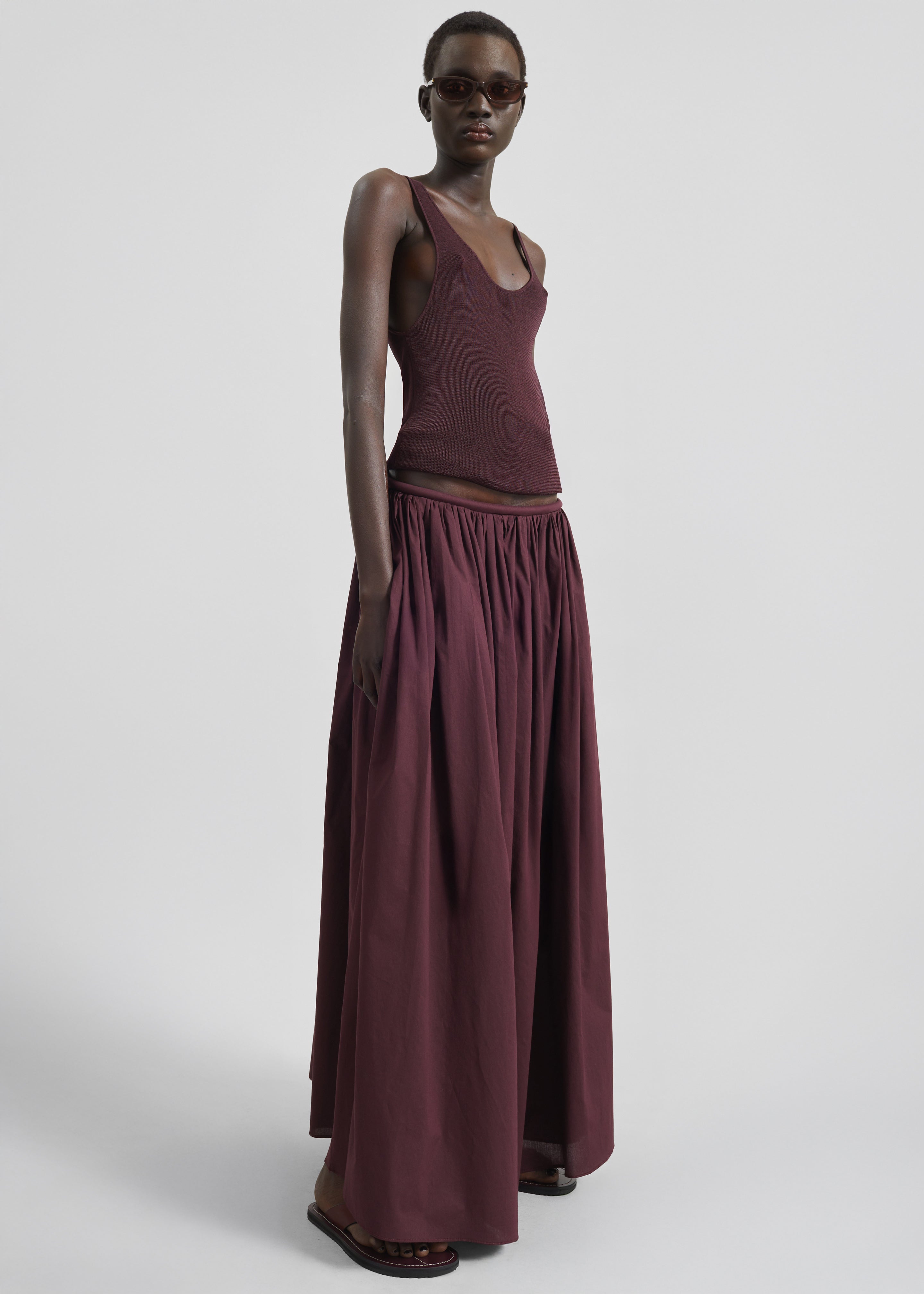 Gaeta Wide Corded Waistband Culottes - Burgundy - 7