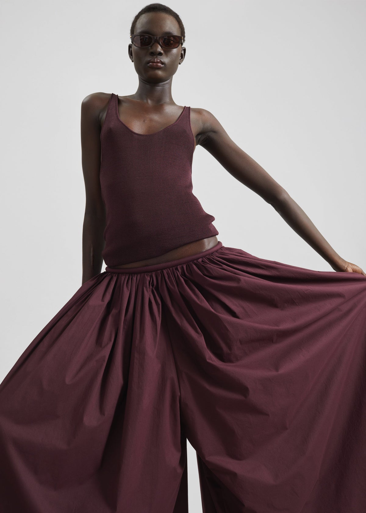 Gaeta Wide Corded Waistband Culottes - Burgundy - 5
