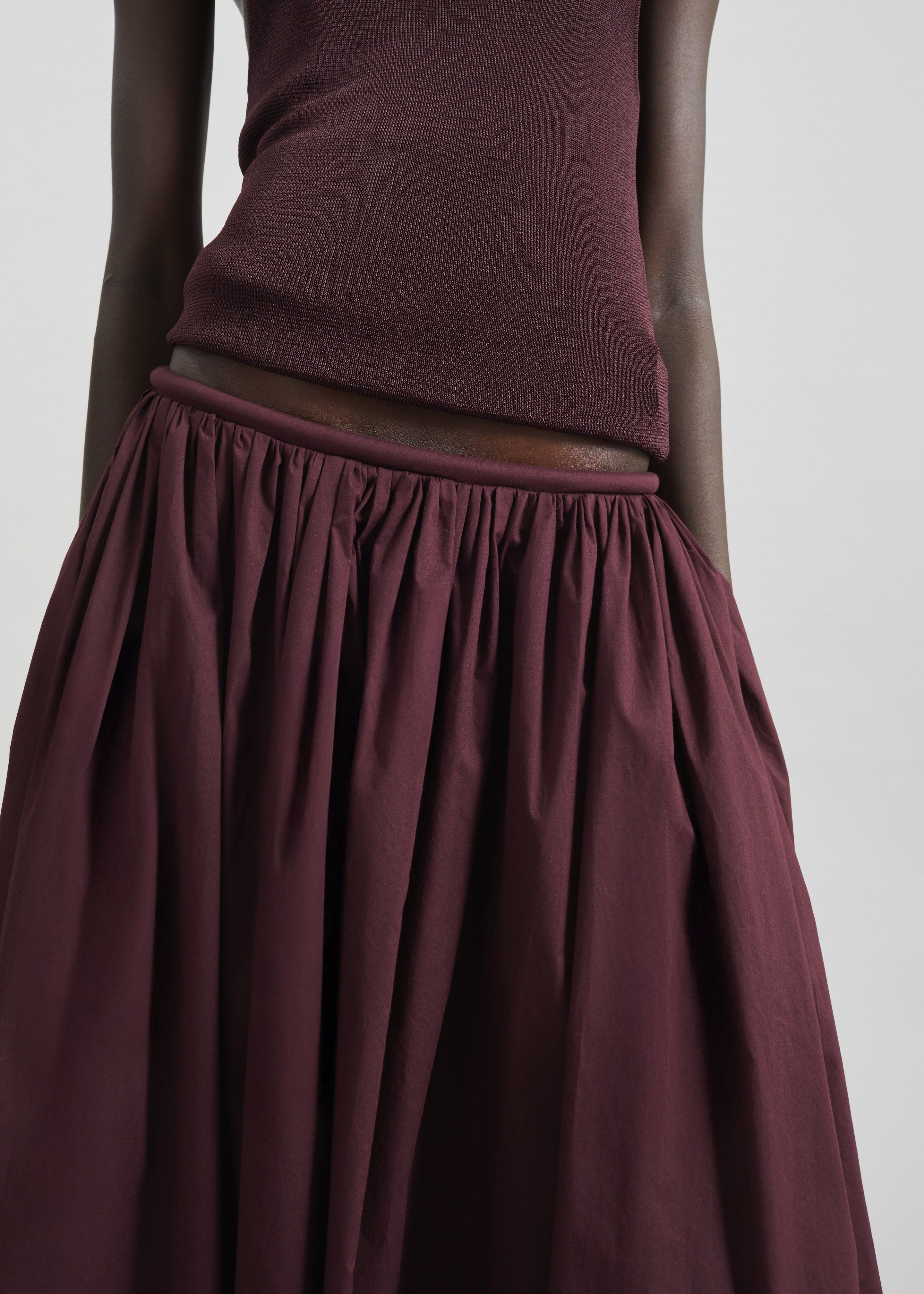 Gaeta Wide Corded Waistband Culottes - Burgundy - 6