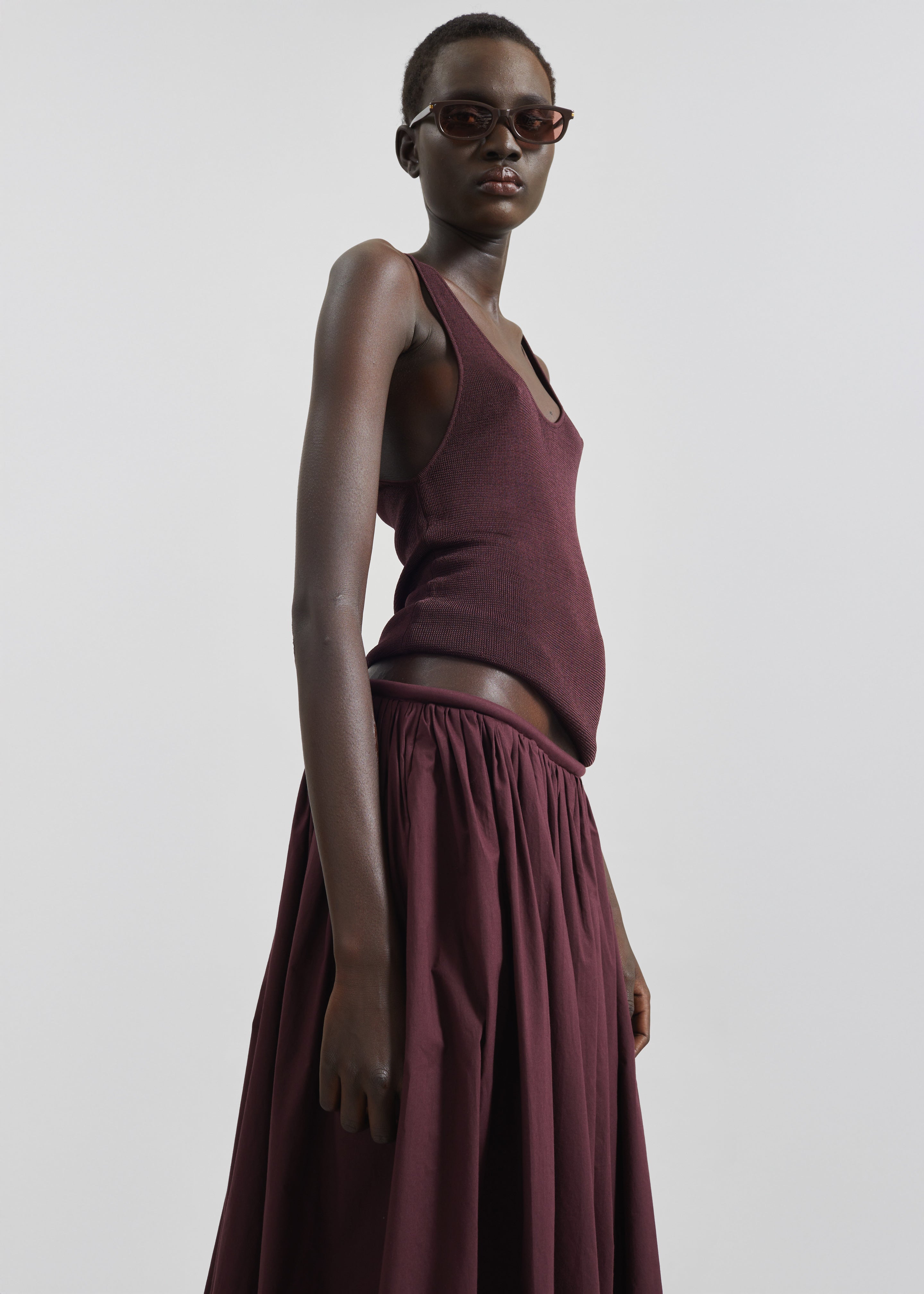 Gaeta Wide Corded Waistband Culottes - Burgundy - 3