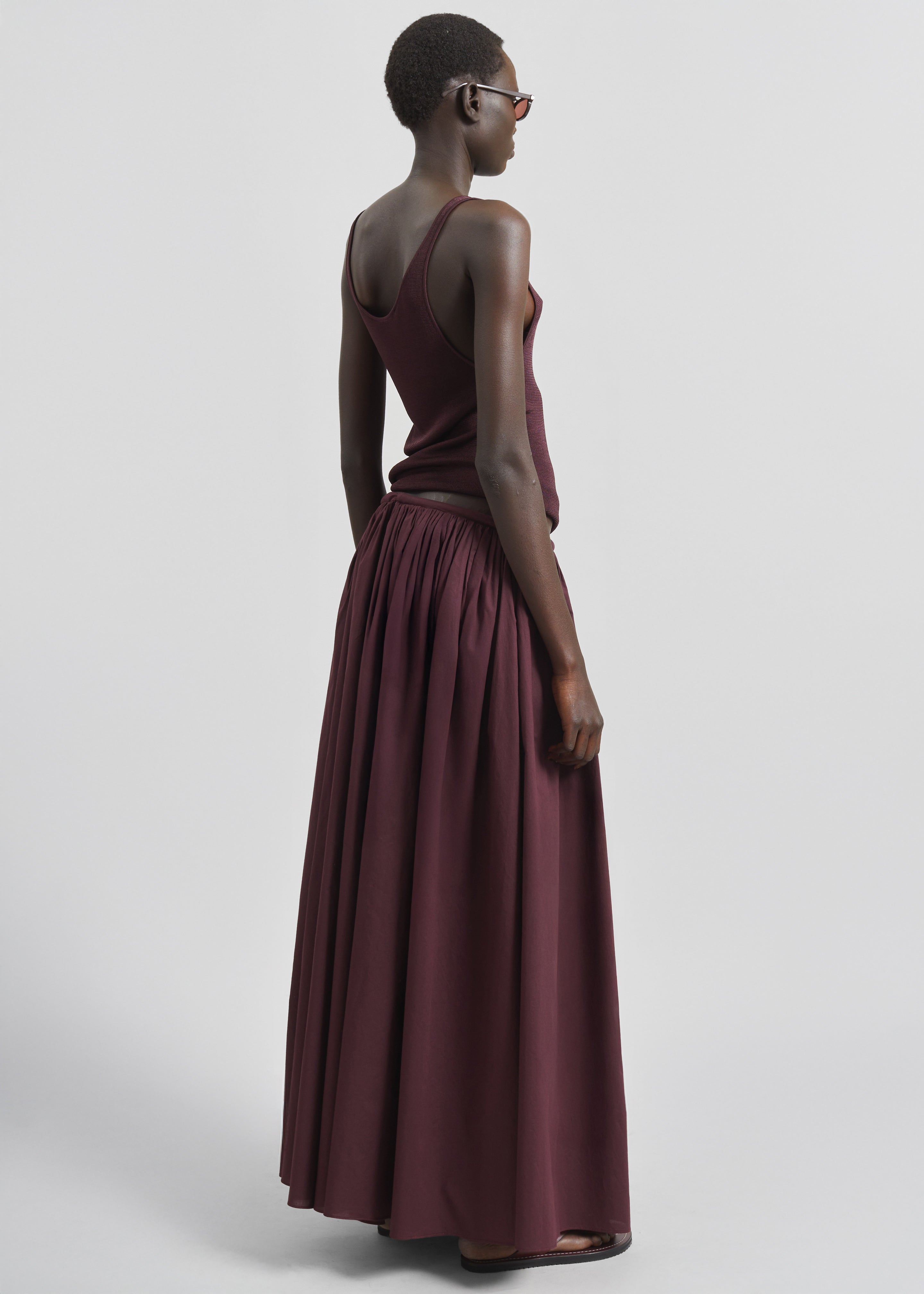 Gaeta Wide Corded Waistband Culottes - Burgundy - 9