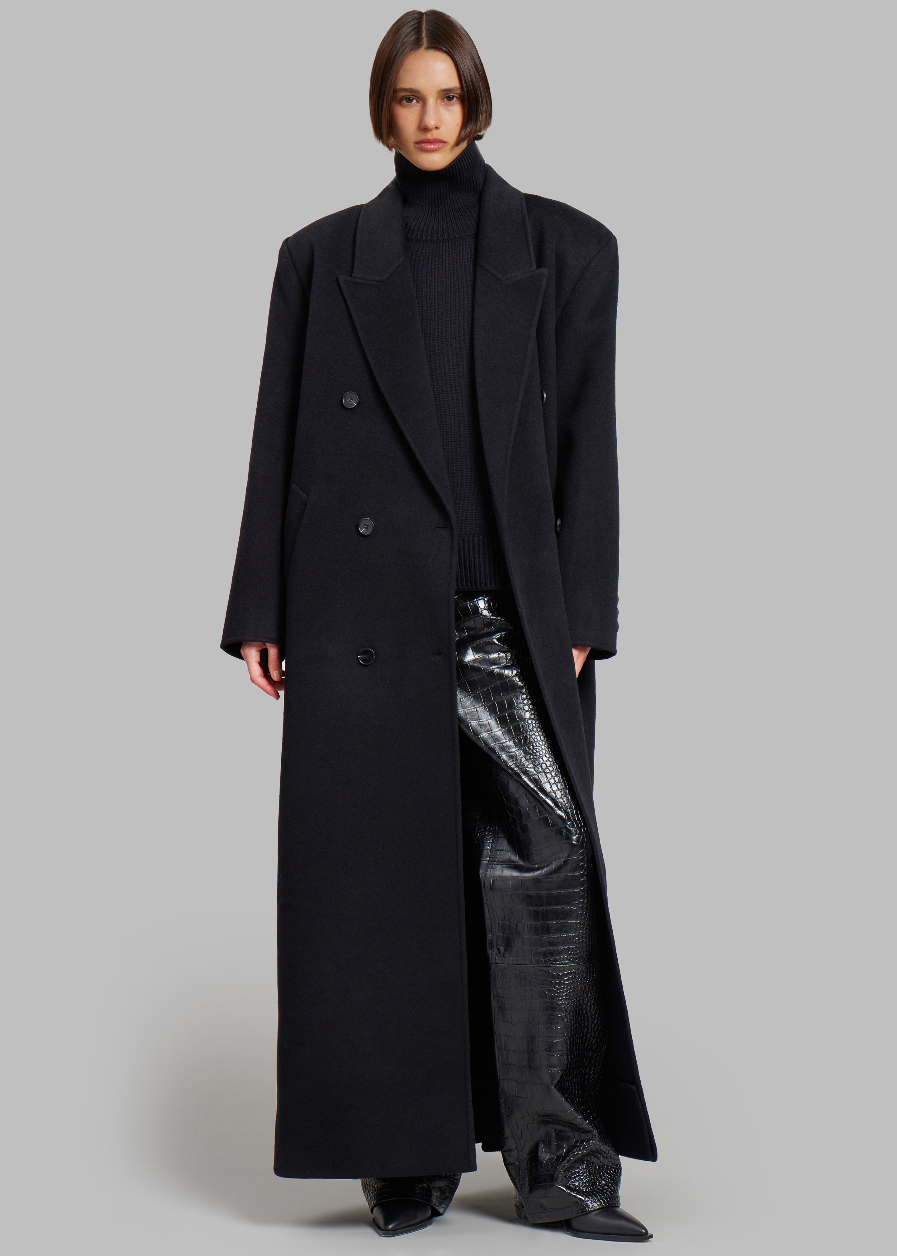 Gaia Double Breasted Coat - Black - 5