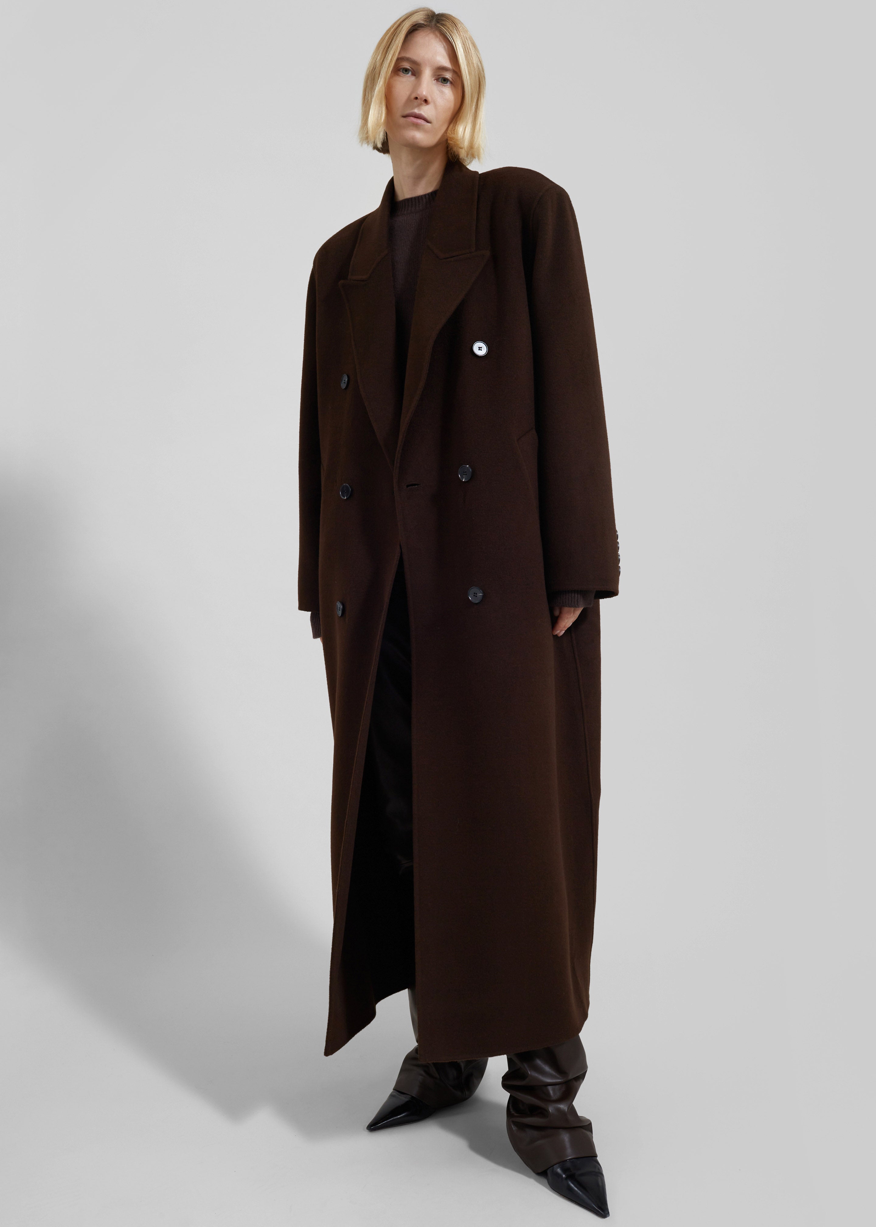 Gaia Double Breasted Coat - Dark Brown - 8